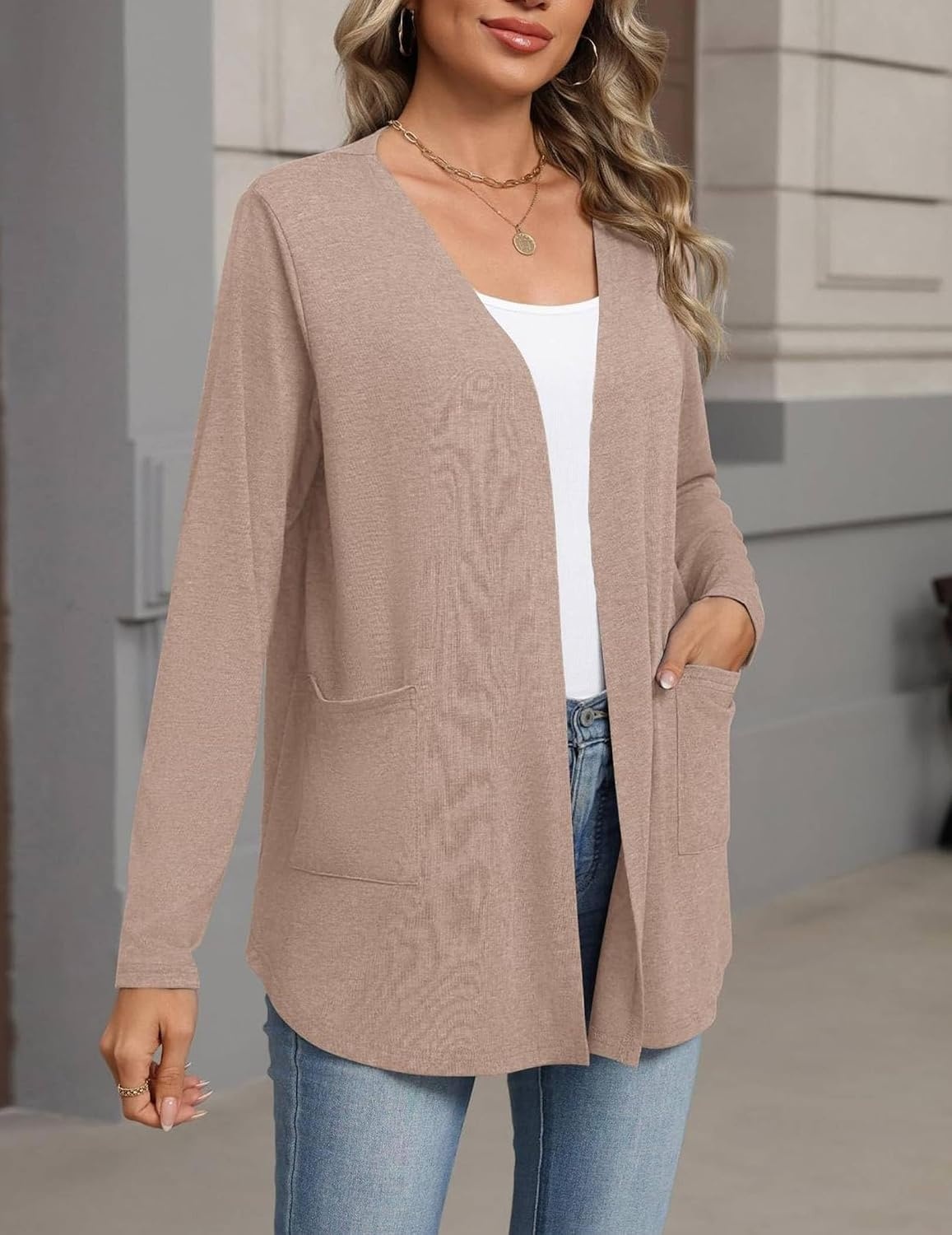 image:imageZeagoo Cardigan Sweaters for Women 2026 Loose Fit Lightweight Fall OutfitsKhaki