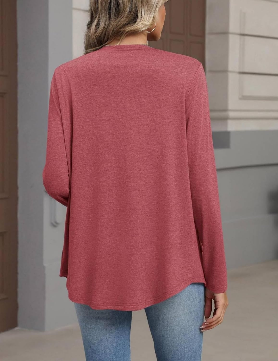 image:imageZeagoo Cardigan Sweaters for Women 2026 Loose Fit Lightweight Fall OutfitsRed