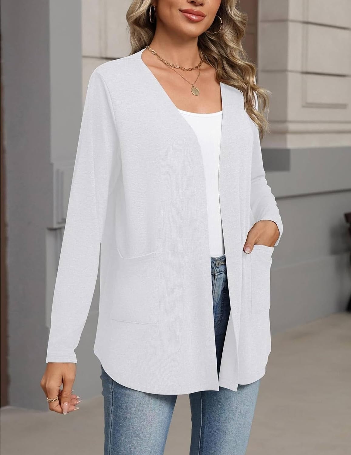 image:imageZeagoo Cardigan Sweaters for Women 2026 Loose Fit Lightweight Fall OutfitsWhite