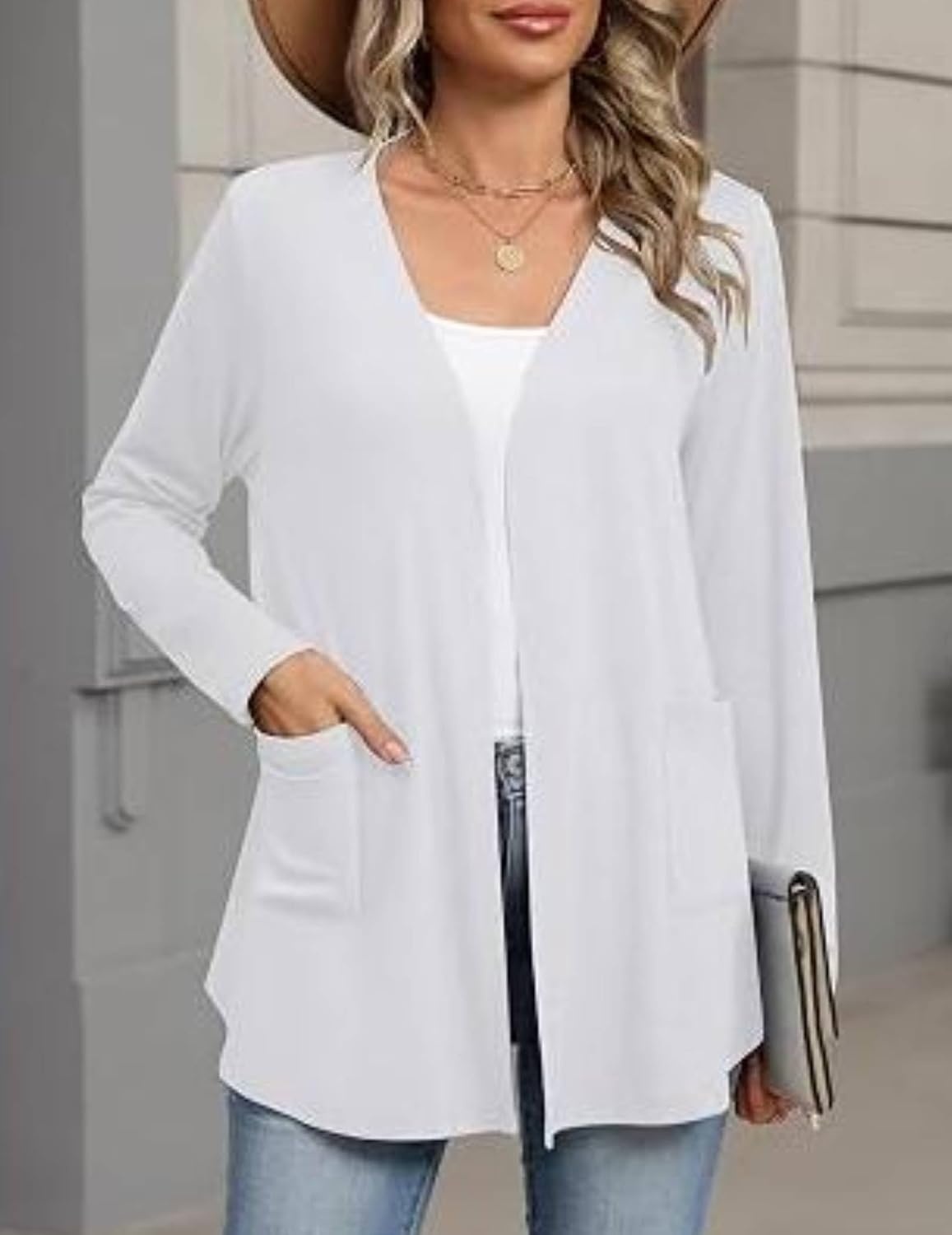 image:imageZeagoo Cardigan Sweaters for Women 2026 Loose Fit Lightweight Fall OutfitsWhite