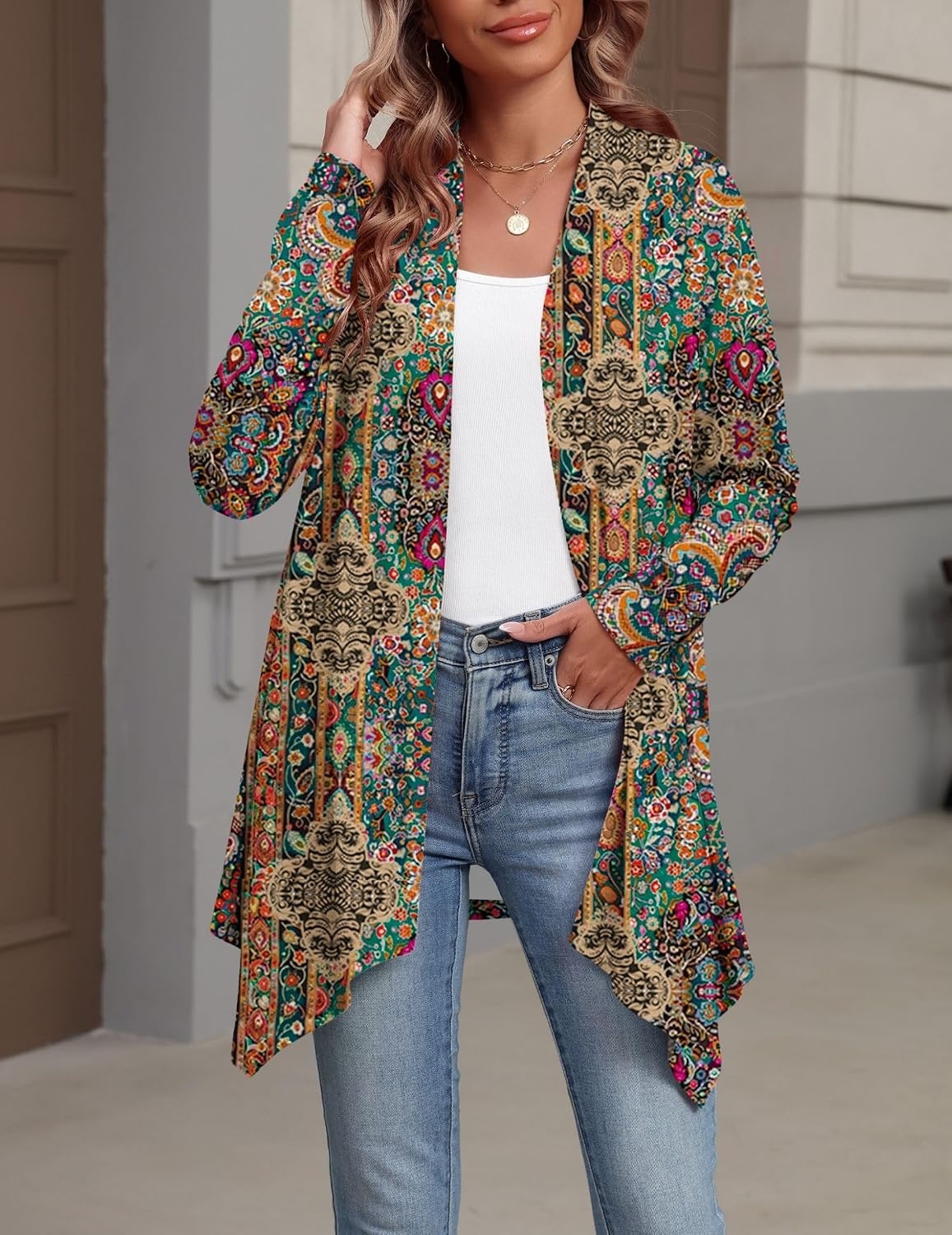 image:imageZeagoo Lightweight Cardigan for Women Long Sleeve Open Front CardigansA Multicolormz721