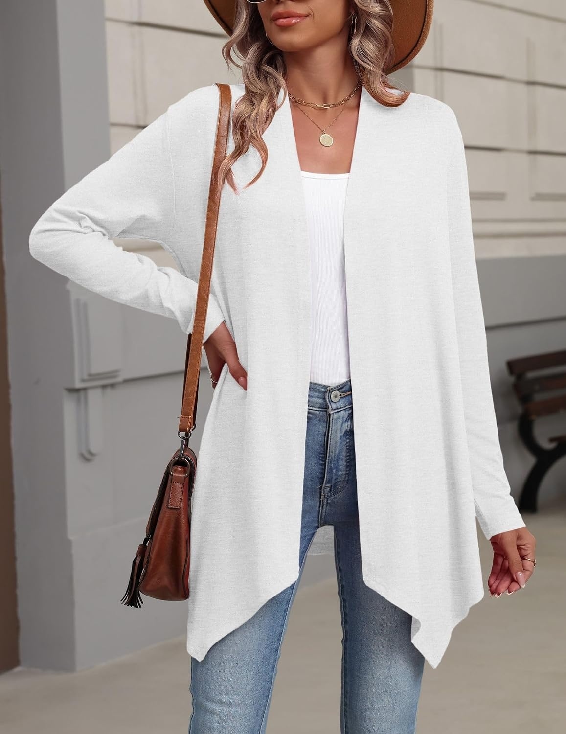 image:imageZeagoo Lightweight Cardigan for Women Long Sleeve Open Front CardigansA White