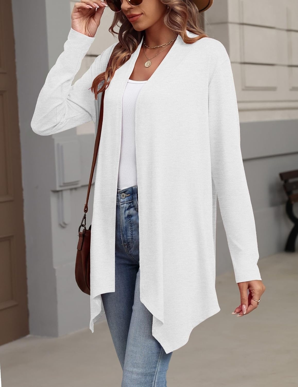 image:imageZeagoo Lightweight Cardigan for Women Long Sleeve Open Front CardigansA White