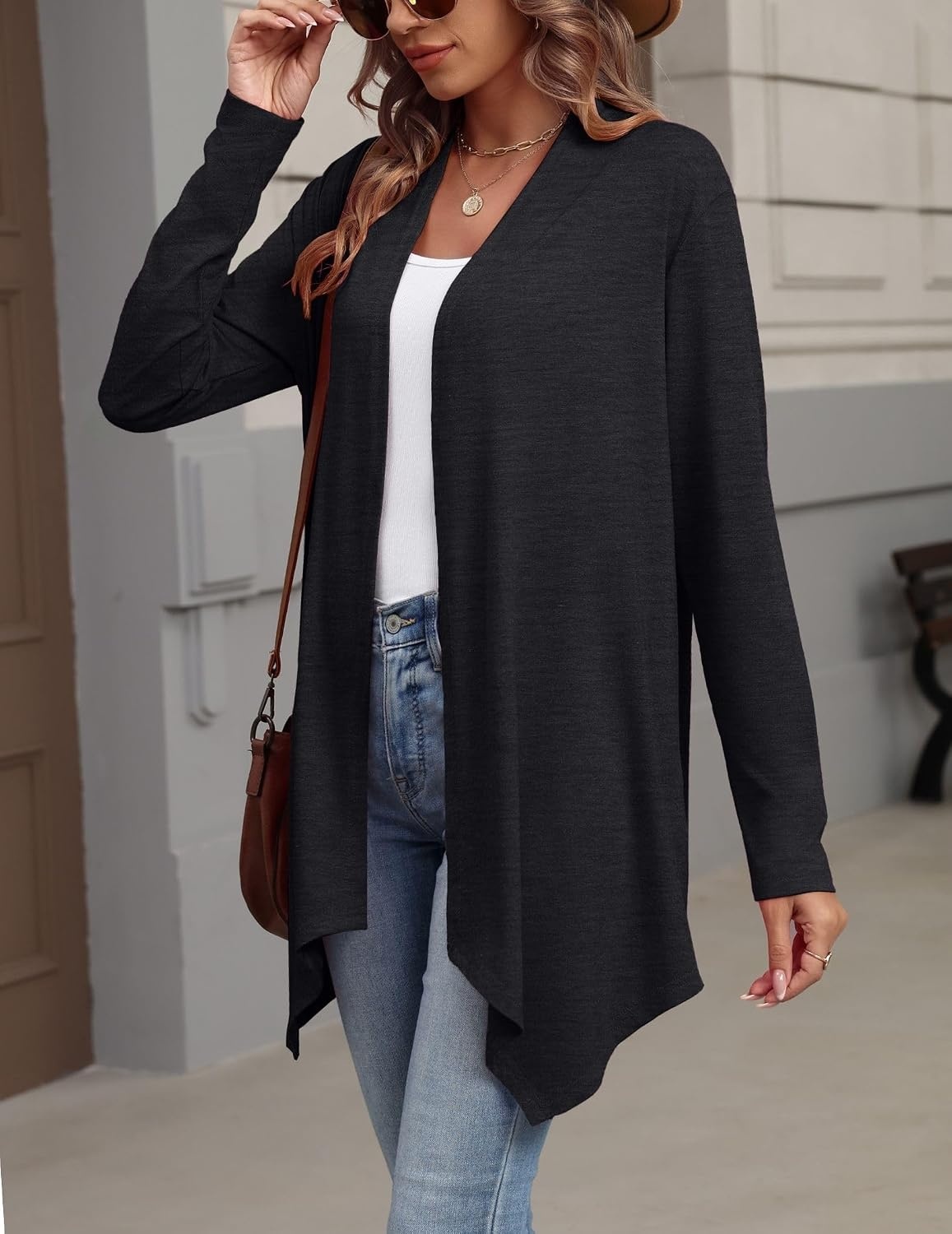 image:imageZeagoo Lightweight Cardigan for Women Long Sleeve Open Front CardigansBlack