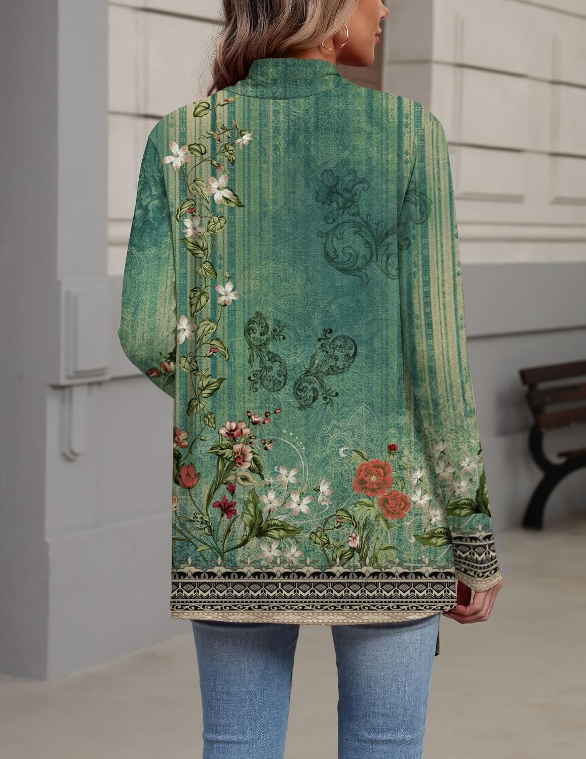 image:imageZeagoo Lightweight Cardigan for Women Long Sleeve Open Front CardigansFlower Greenmz839