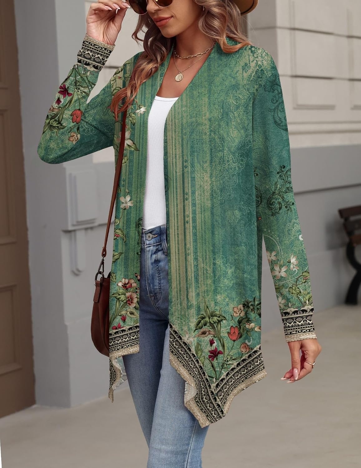 image:imageZeagoo Lightweight Cardigan for Women Long Sleeve Open Front CardigansFlower Greenmz839
