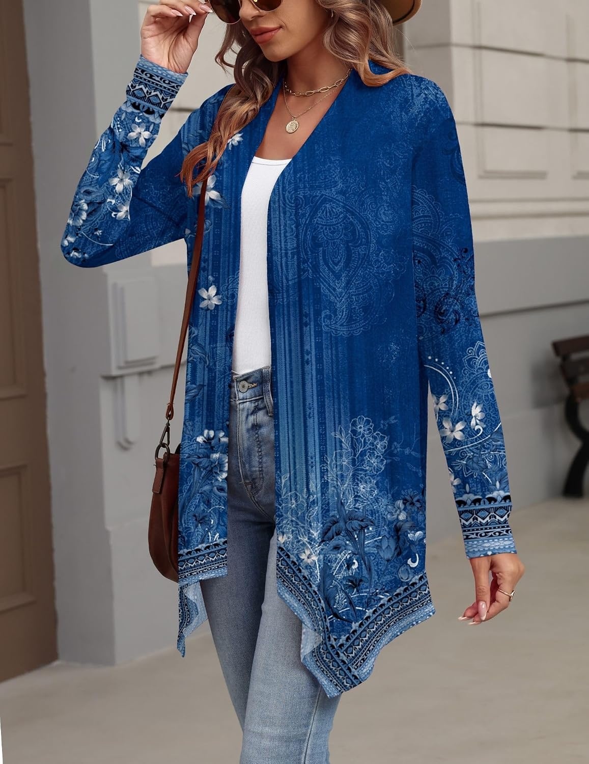 image:imageZeagoo Lightweight Cardigan for Women Long Sleeve Open Front CardigansFlower Navymz845