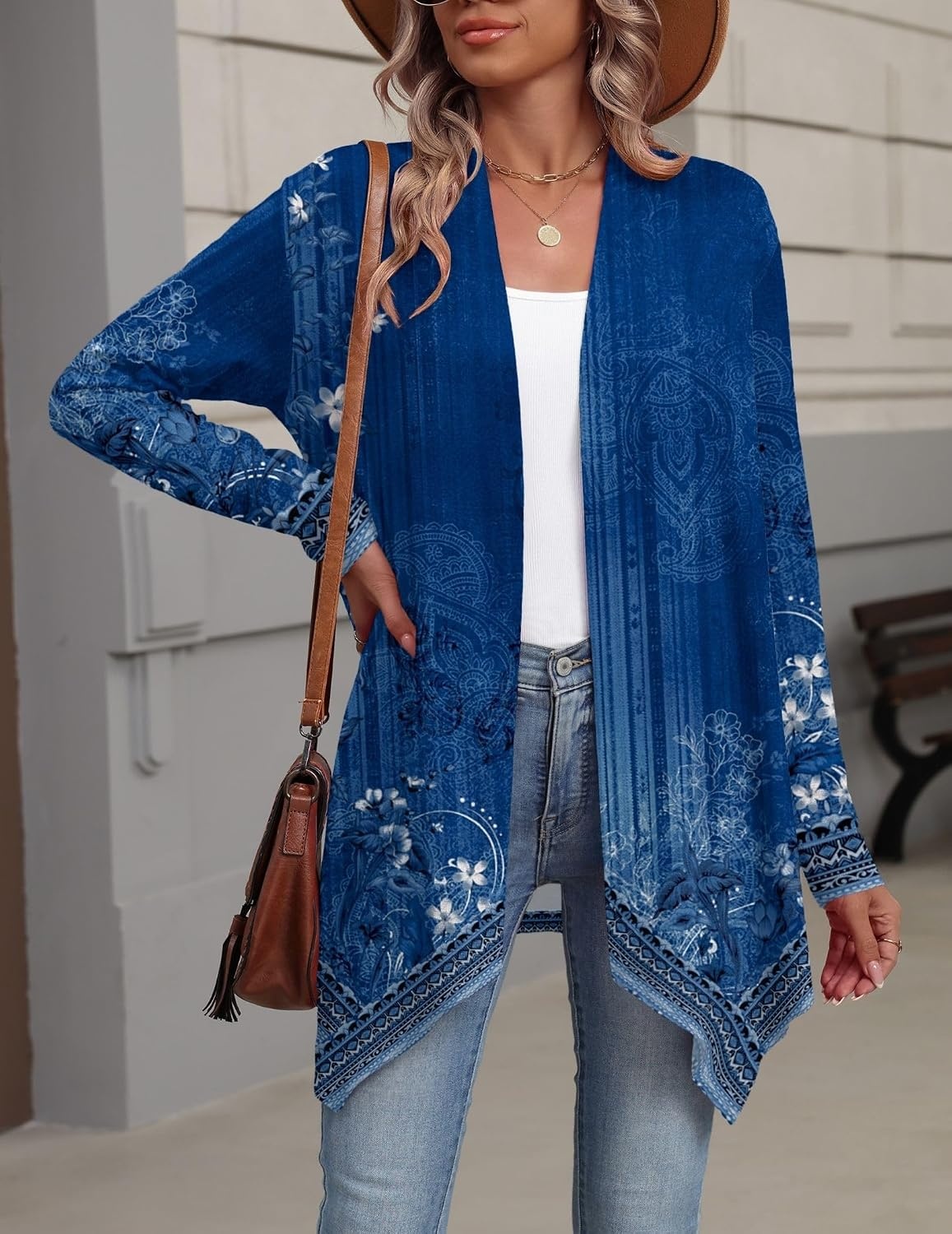 image:imageZeagoo Lightweight Cardigan for Women Long Sleeve Open Front CardigansFlower Navymz845