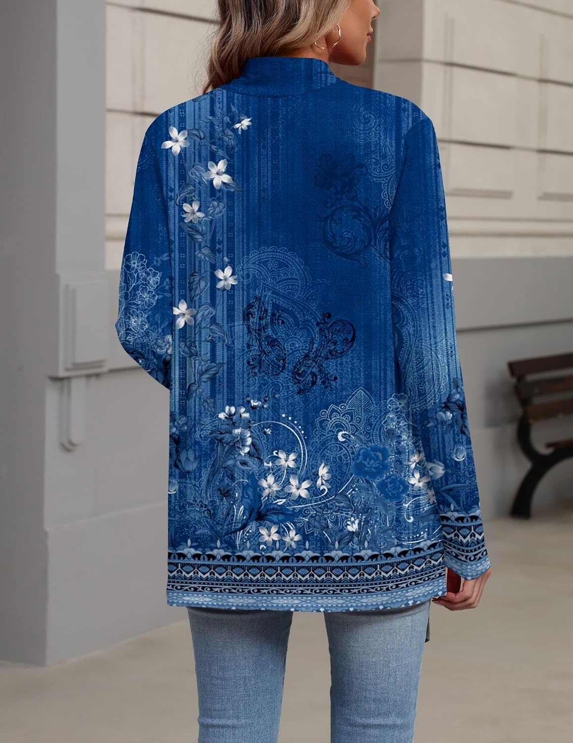 image:imageZeagoo Lightweight Cardigan for Women Long Sleeve Open Front CardigansFlower Navymz845