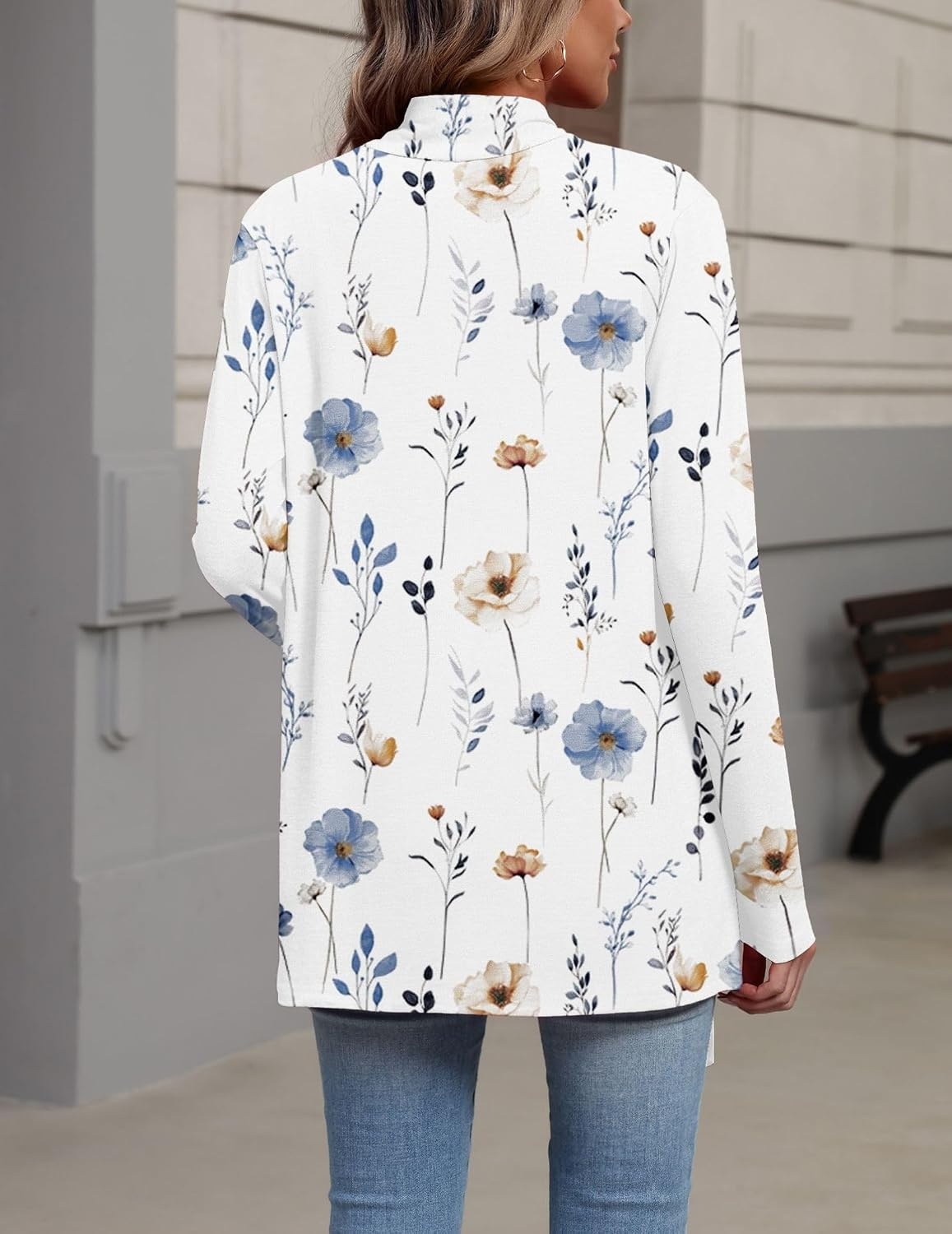 image:imageZeagoo Lightweight Cardigan for Women Long Sleeve Open Front CardigansFlower Whitebf290