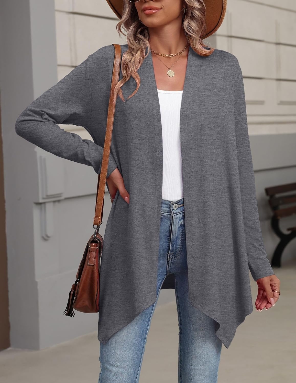 image:imageZeagoo Lightweight Cardigan for Women Long Sleeve Open Front CardigansGray