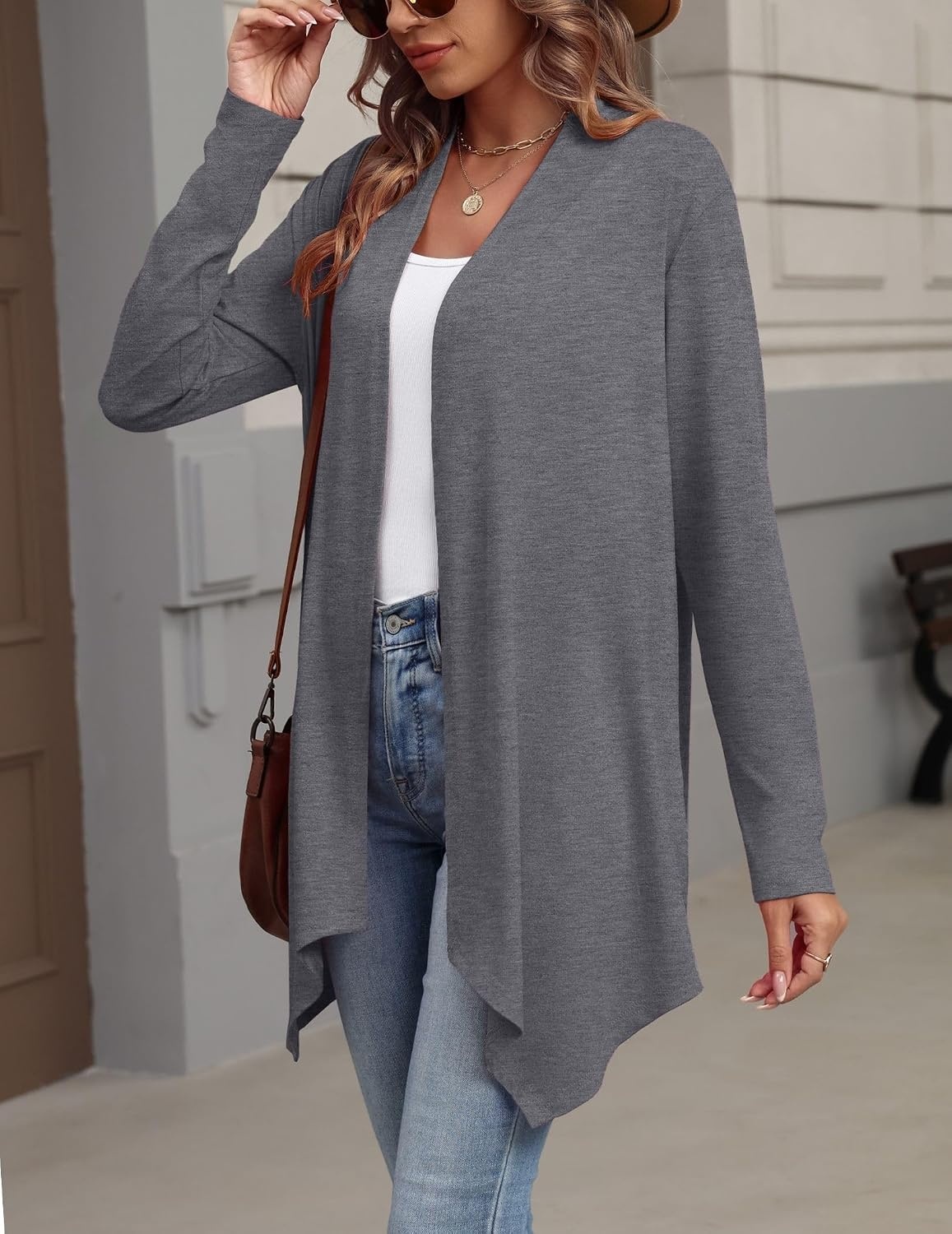image:imageZeagoo Lightweight Cardigan for Women Long Sleeve Open Front CardigansGray