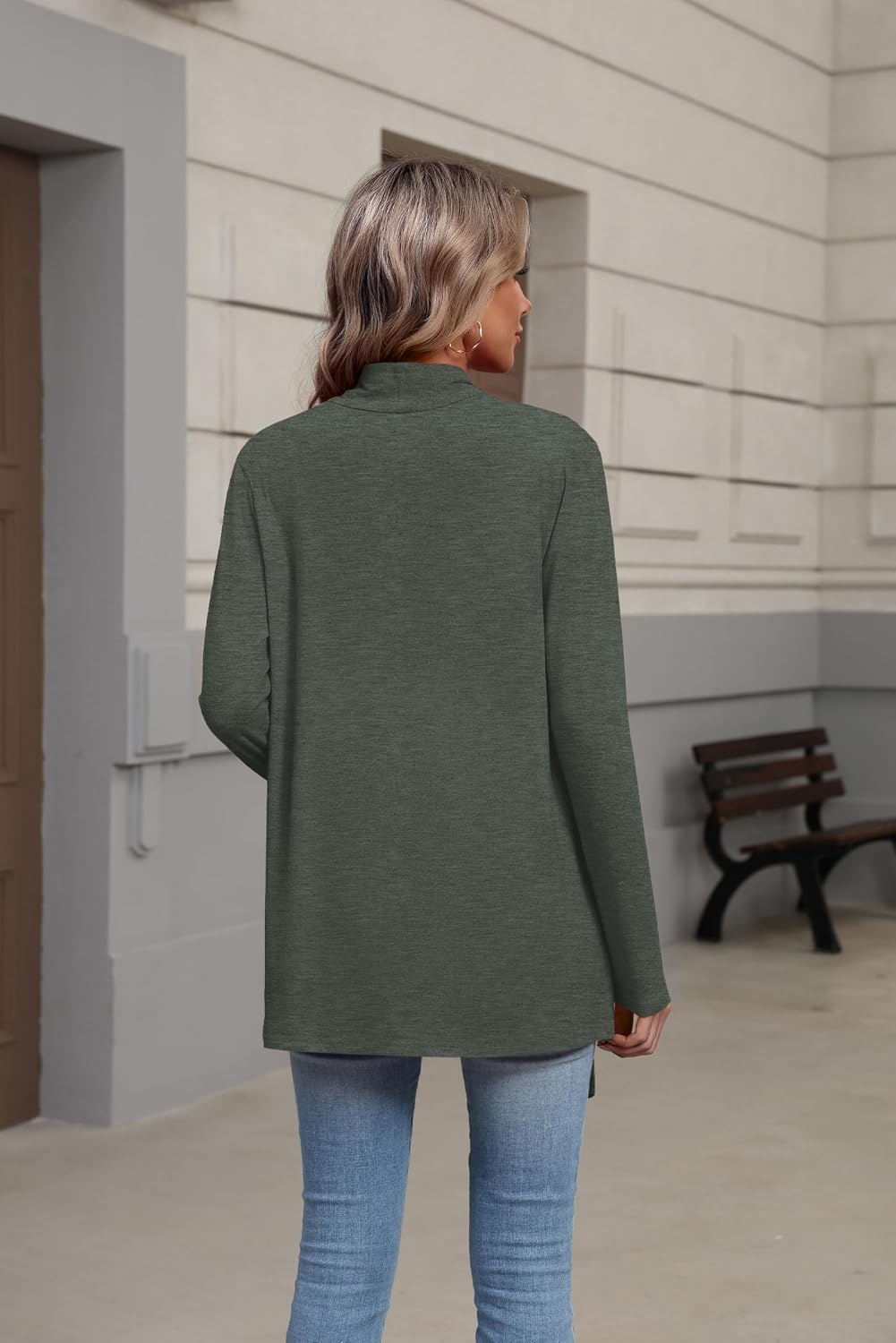 image:imageZeagoo Lightweight Cardigan for Women Long Sleeve Open Front CardigansGreen