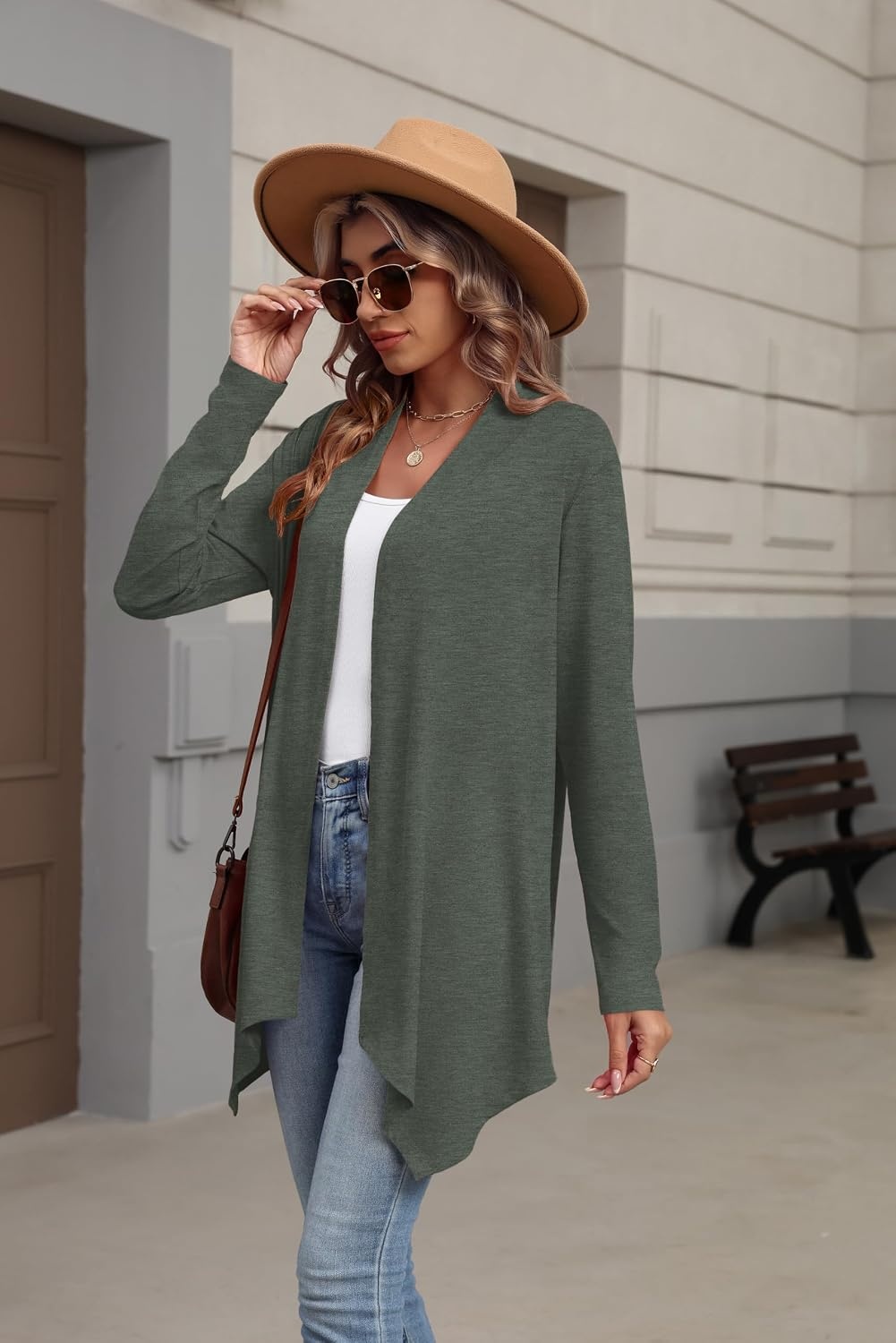 image:imageZeagoo Lightweight Cardigan for Women Long Sleeve Open Front CardigansGreen