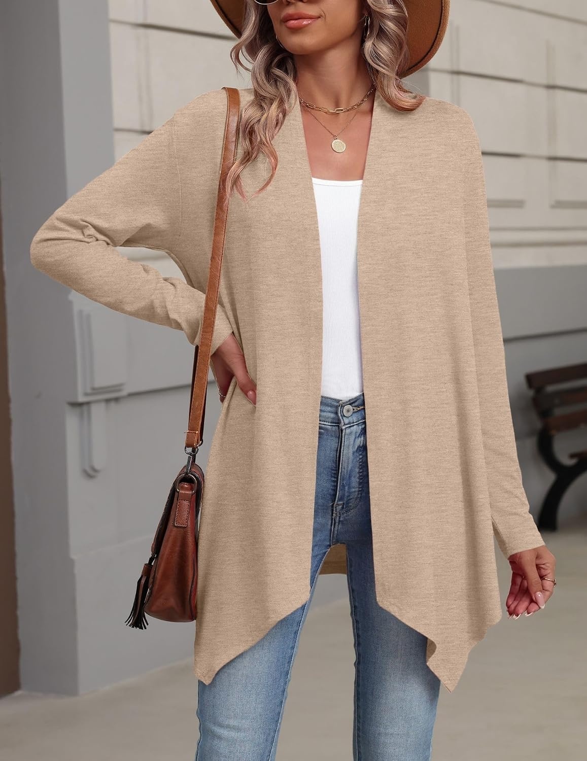 image:imageZeagoo Lightweight Cardigan for Women Long Sleeve Open Front CardigansKhaki