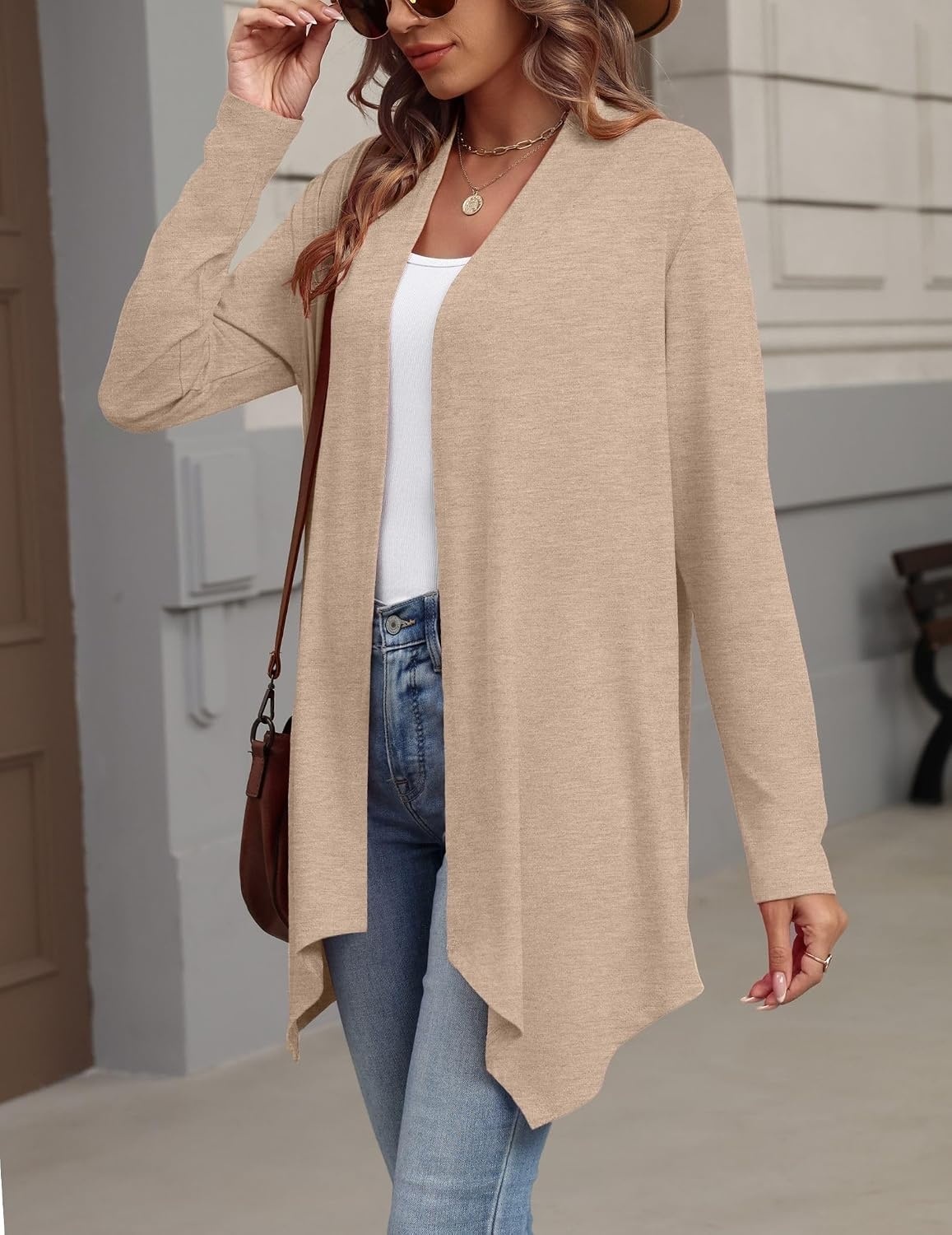 image:imageZeagoo Lightweight Cardigan for Women Long Sleeve Open Front CardigansKhaki