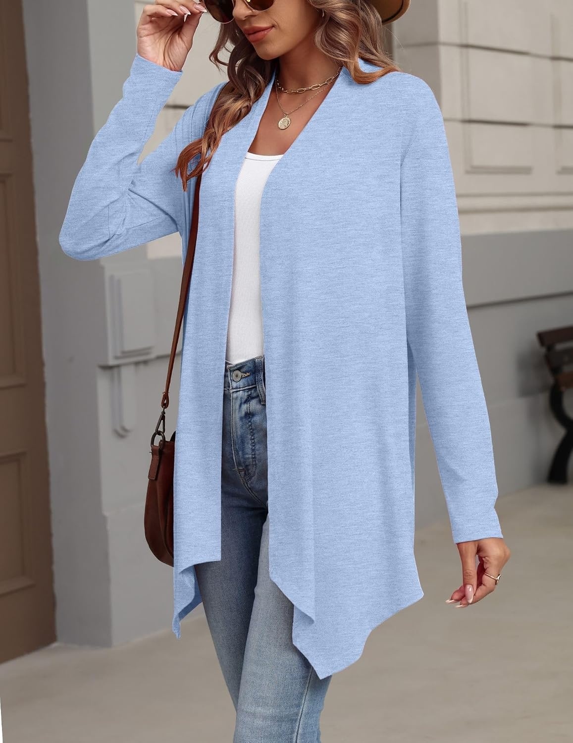 image:imageZeagoo Lightweight Cardigan for Women Long Sleeve Open Front CardigansLight Blue