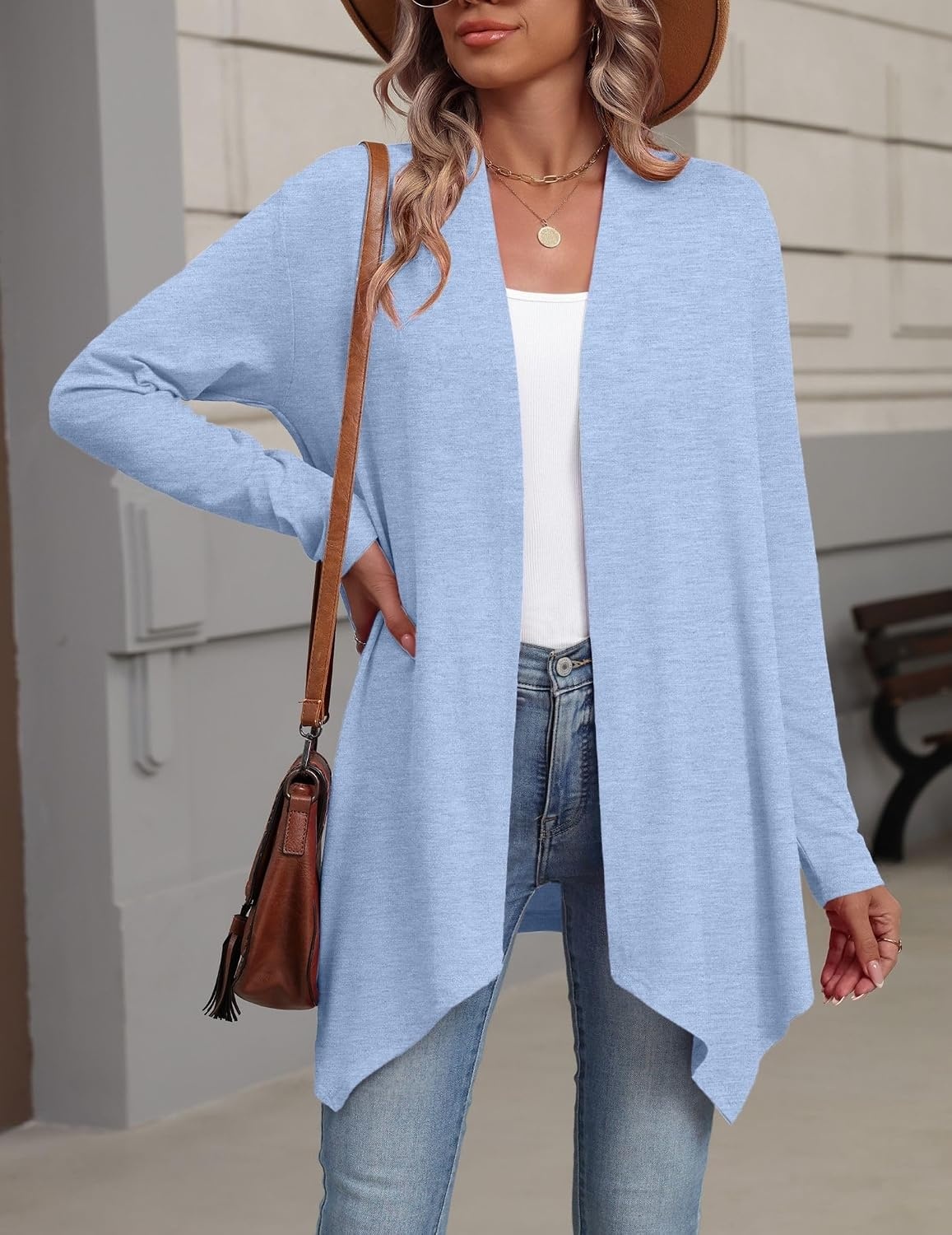 image:imageZeagoo Lightweight Cardigan for Women Long Sleeve Open Front CardigansLight Blue