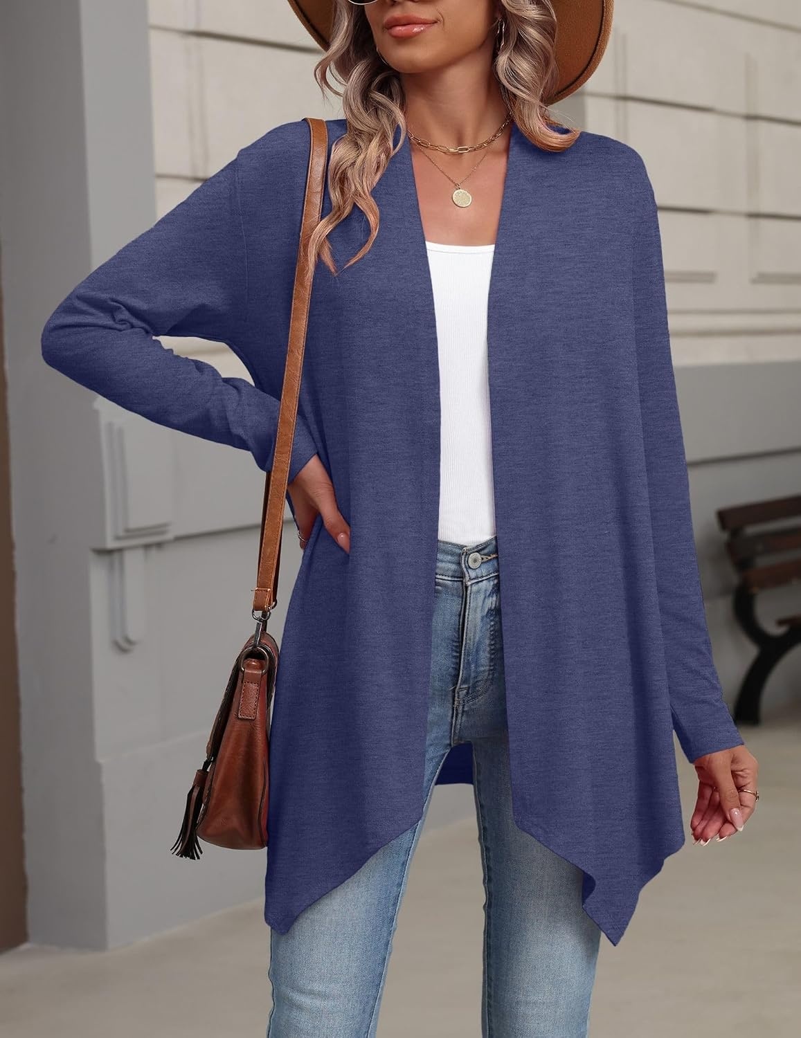 image:imageZeagoo Lightweight Cardigan for Women Long Sleeve Open Front CardigansNavy Blue