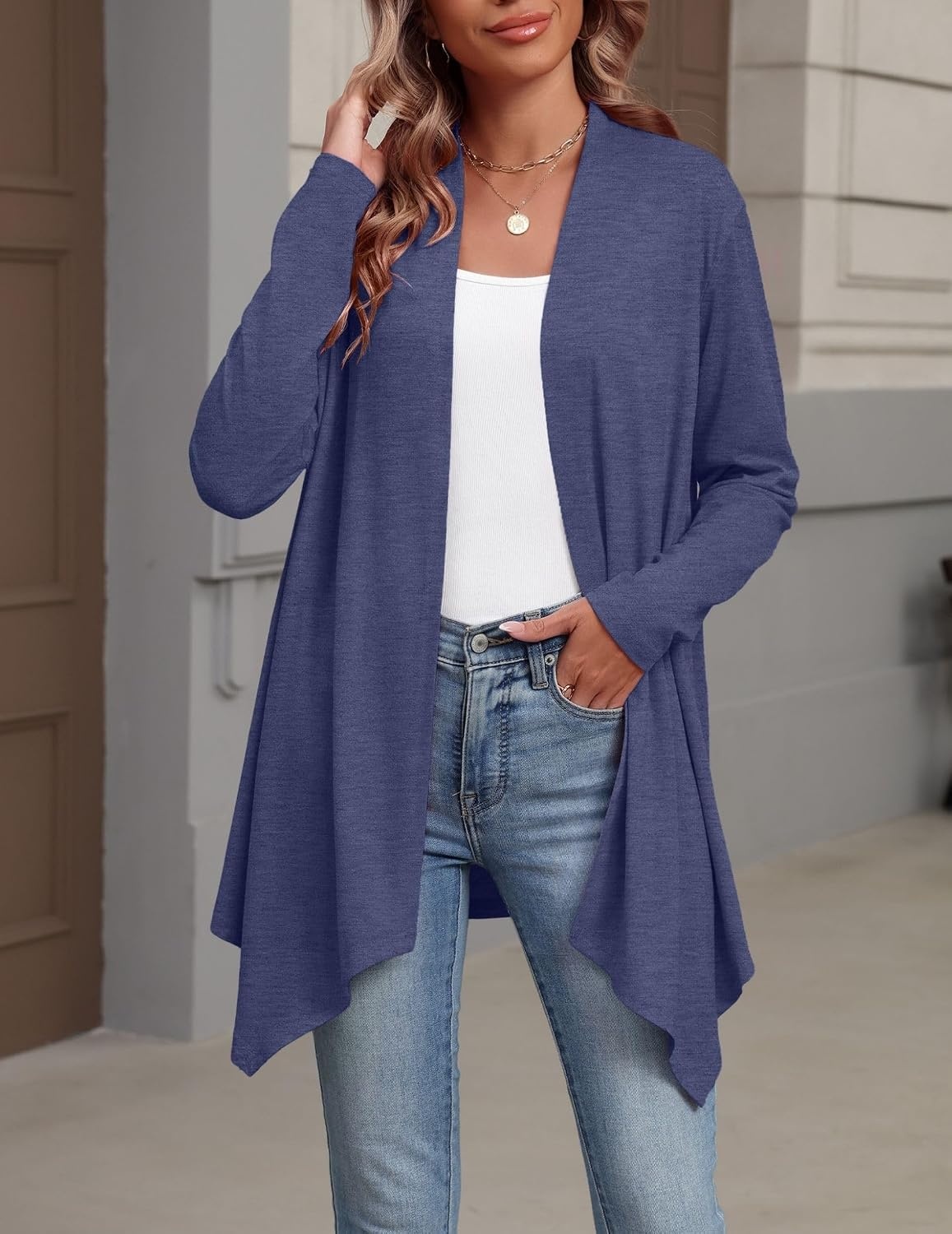image:imageZeagoo Lightweight Cardigan for Women Long Sleeve Open Front CardigansNavy Blue