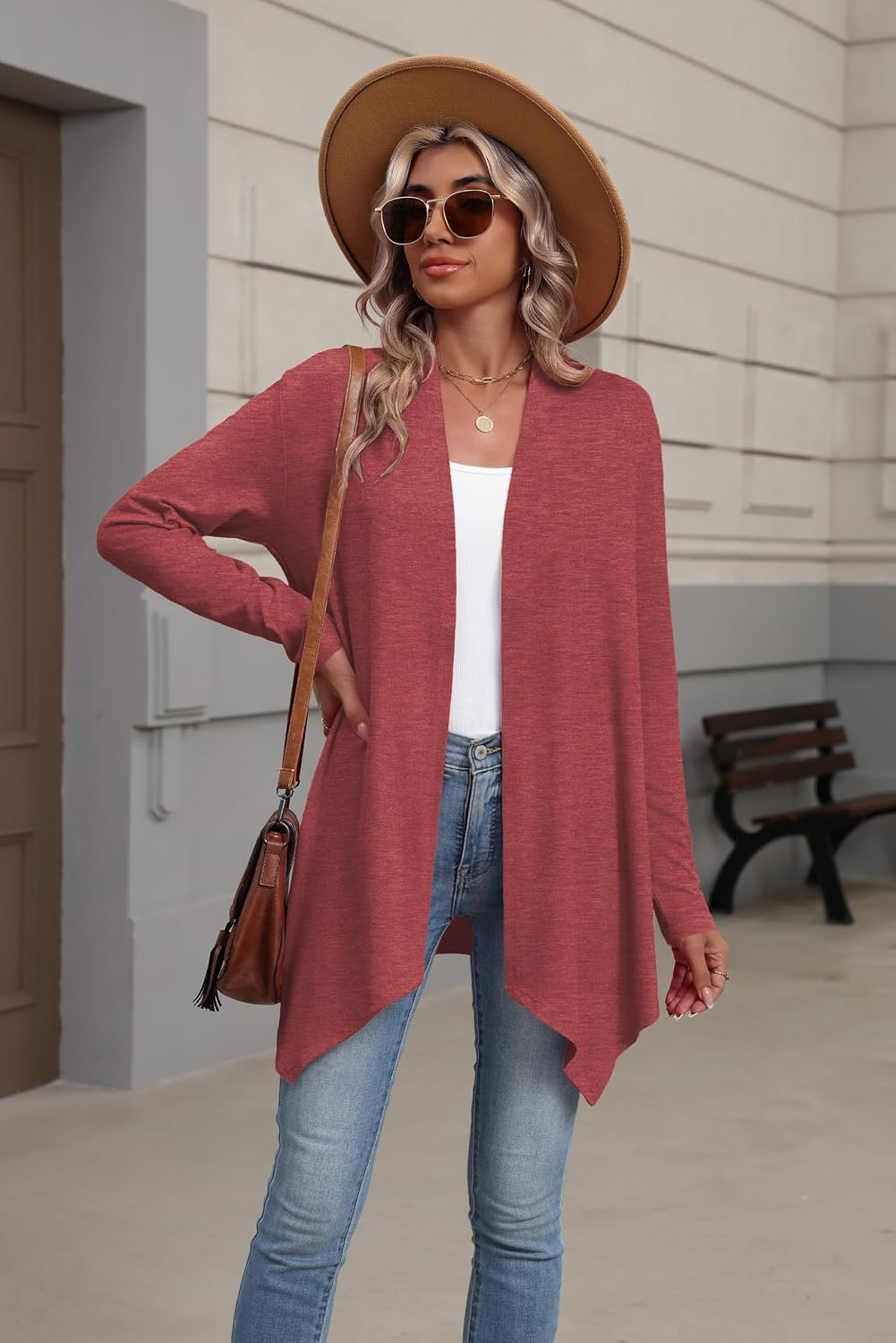 image:imageZeagoo Lightweight Cardigan for Women Long Sleeve Open Front CardigansRed