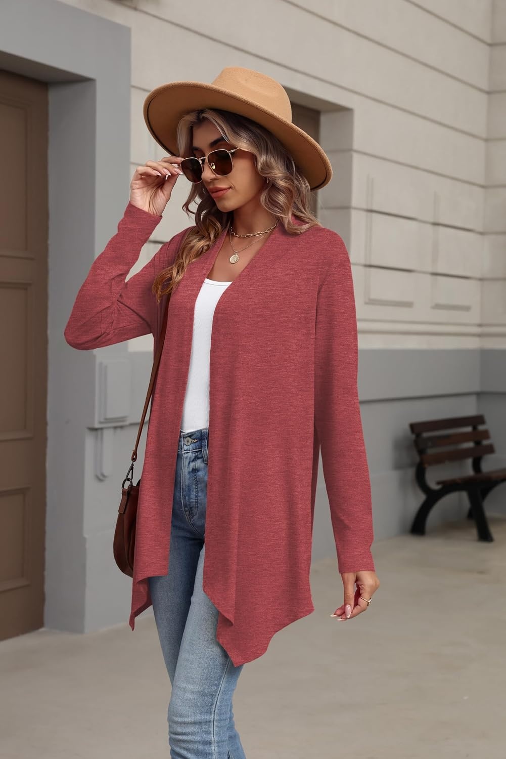 image:imageZeagoo Lightweight Cardigan for Women Long Sleeve Open Front CardigansRed