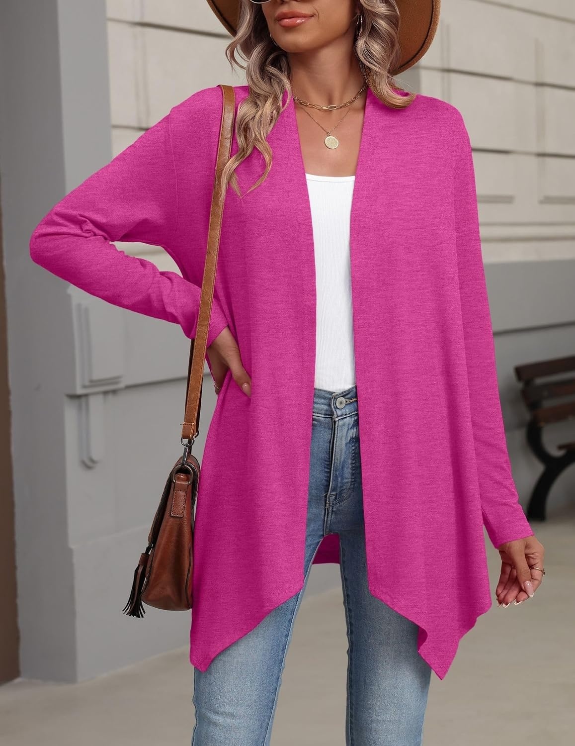 image:imageZeagoo Lightweight Cardigan for Women Long Sleeve Open Front CardigansRose Red