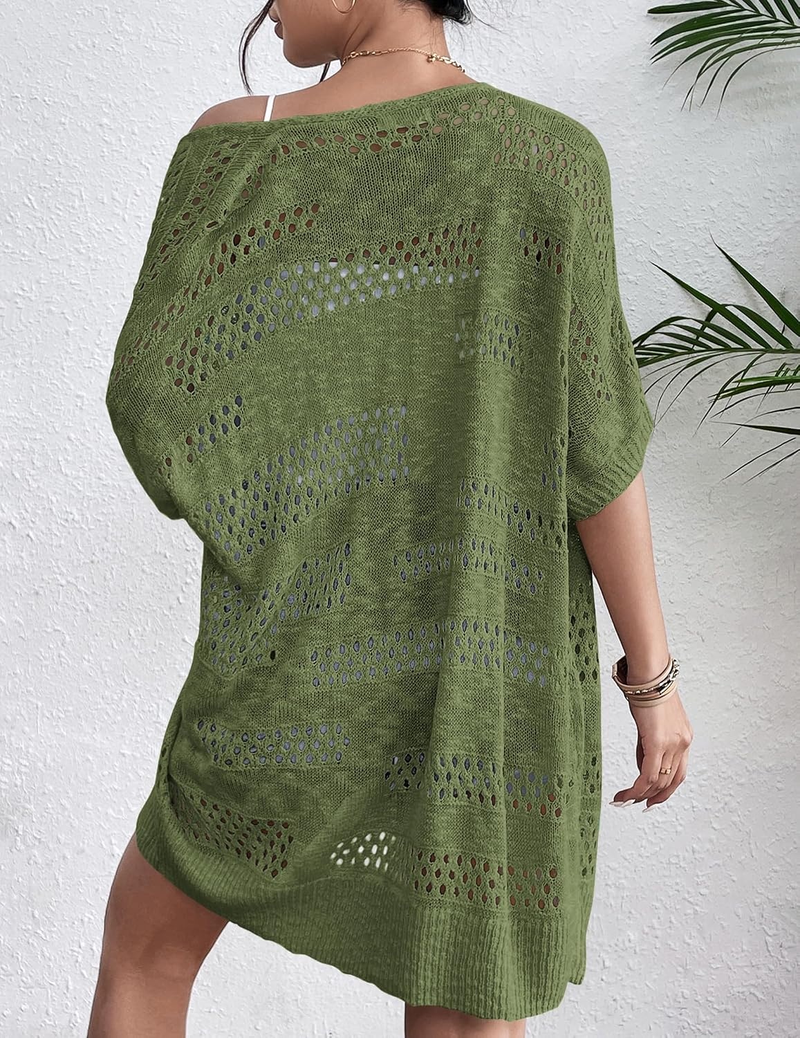 image:imageZeagoo Lightweight Summer Crochet Cardigan for WomenArmy Green
