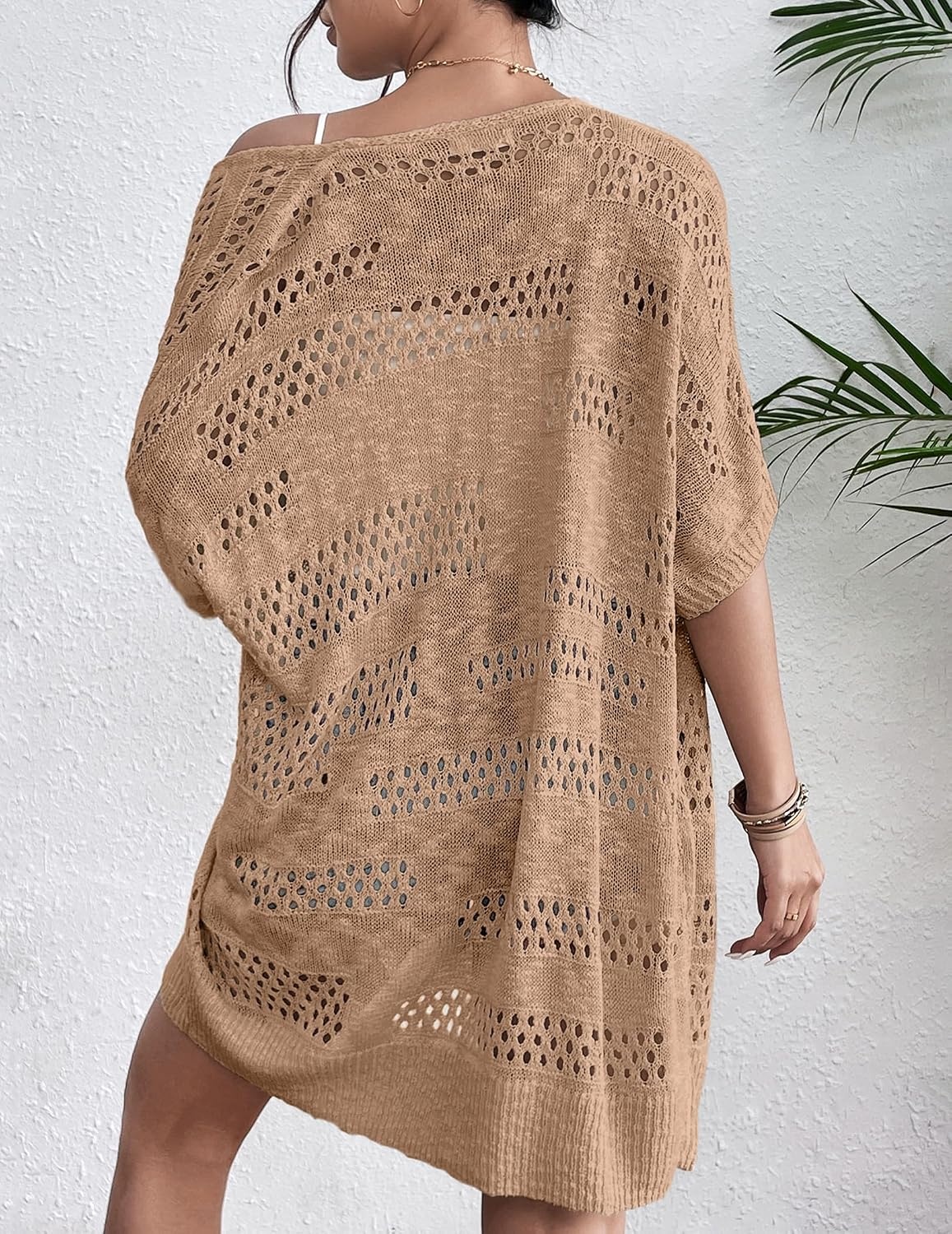image:imageZeagoo Lightweight Summer Crochet Cardigan for WomenBrown