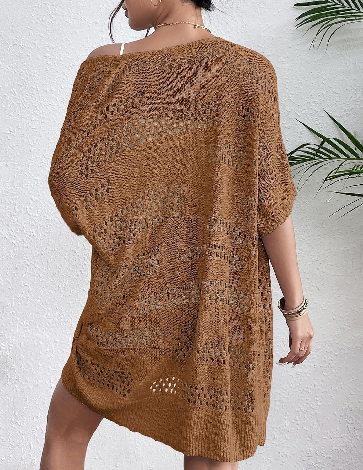 image:imageZeagoo Lightweight Summer Crochet Cardigan for WomenDark Brown