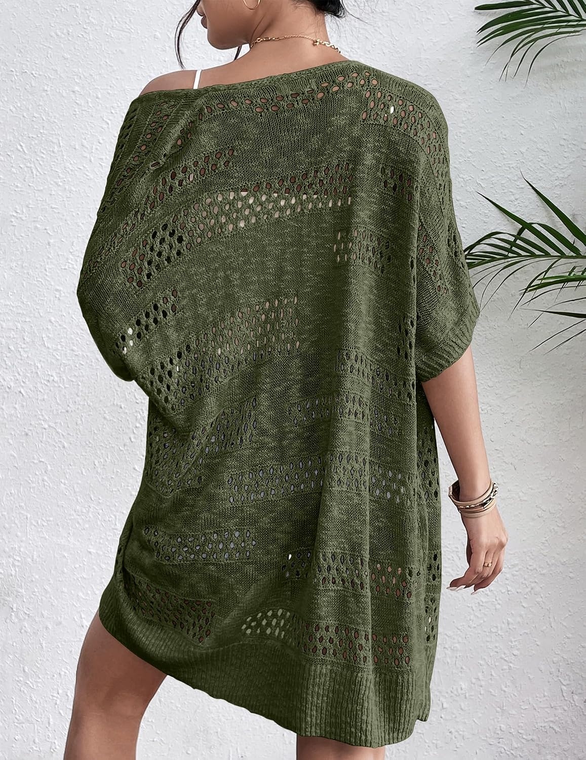 image:imageZeagoo Lightweight Summer Crochet Cardigan for WomenDark Green
