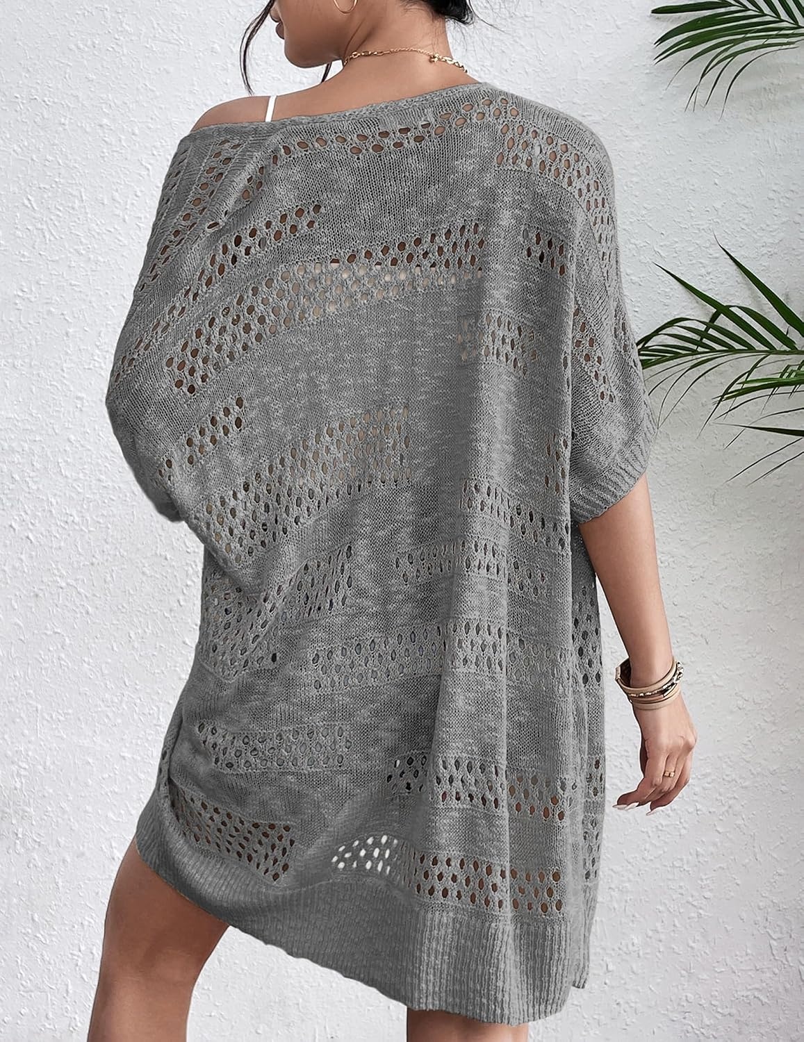 image:imageZeagoo Lightweight Summer Crochet Cardigan for WomenDark Grey