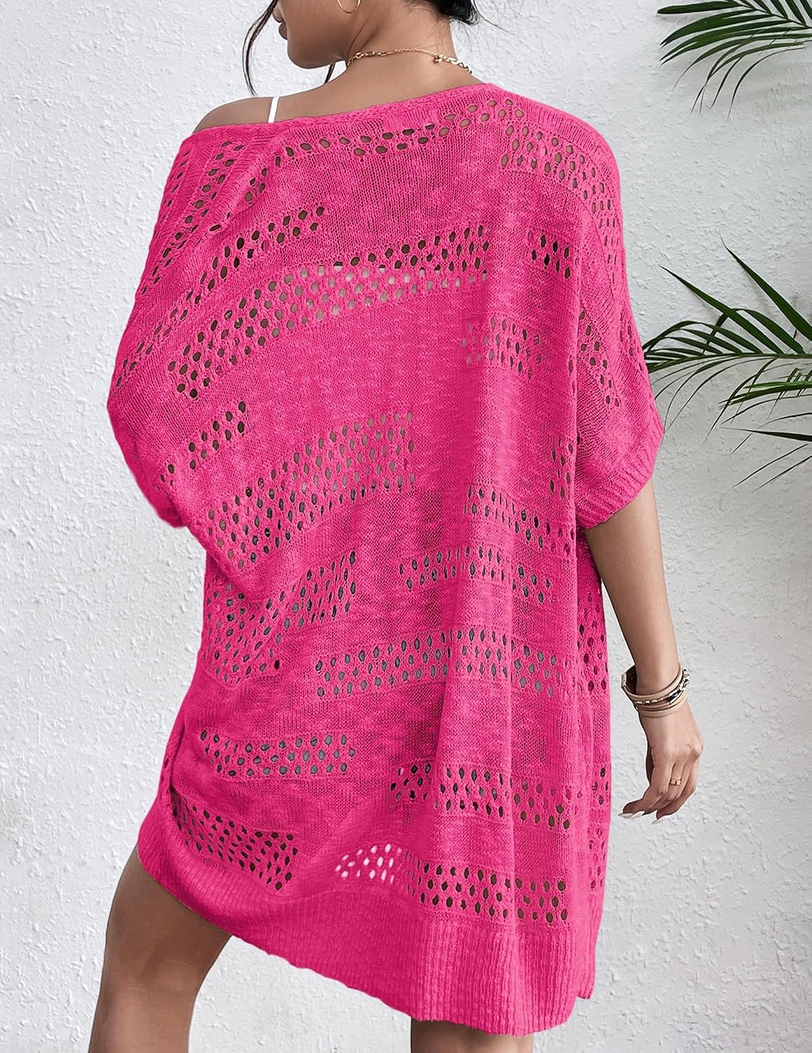 image:imageZeagoo Lightweight Summer Crochet Cardigan for WomenHot Pink
