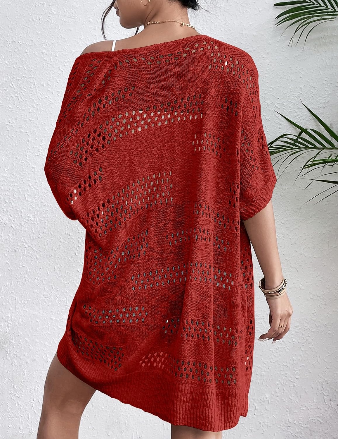 image:imageZeagoo Lightweight Summer Crochet Cardigan for WomenRed