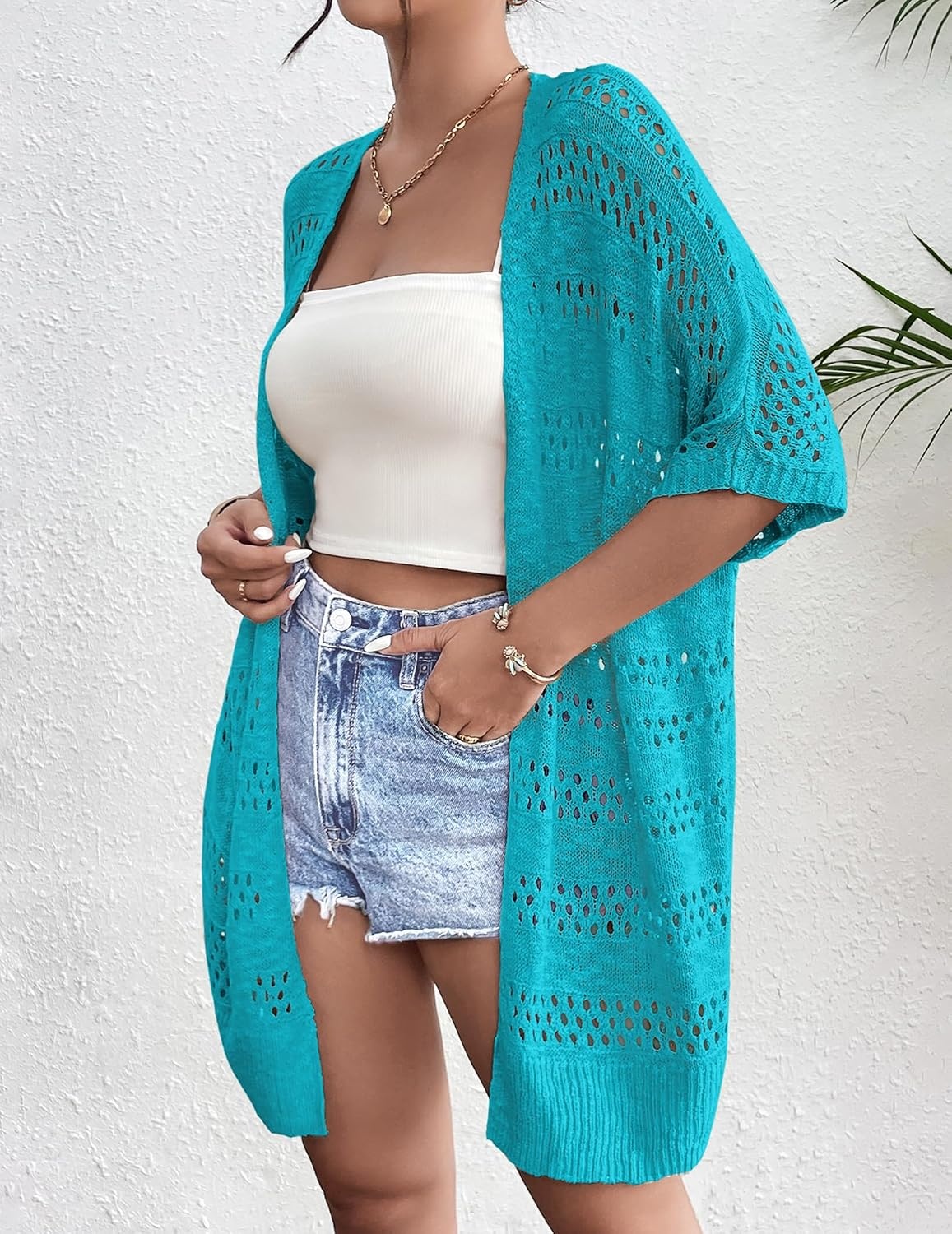 image:imageZeagoo Lightweight Summer Crochet Cardigan for WomenTeal