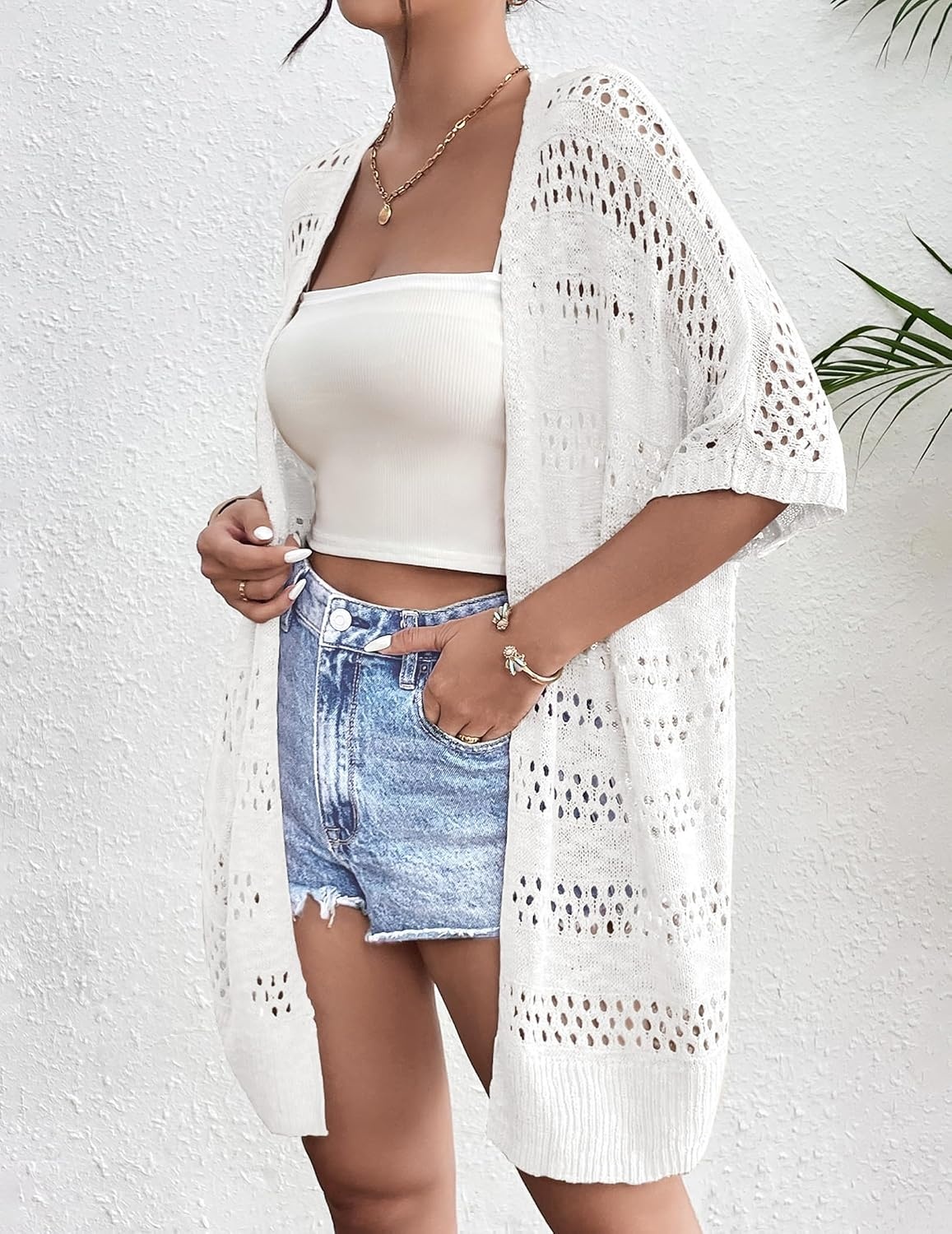 image:imageZeagoo Lightweight Summer Crochet Cardigan for WomenWhite