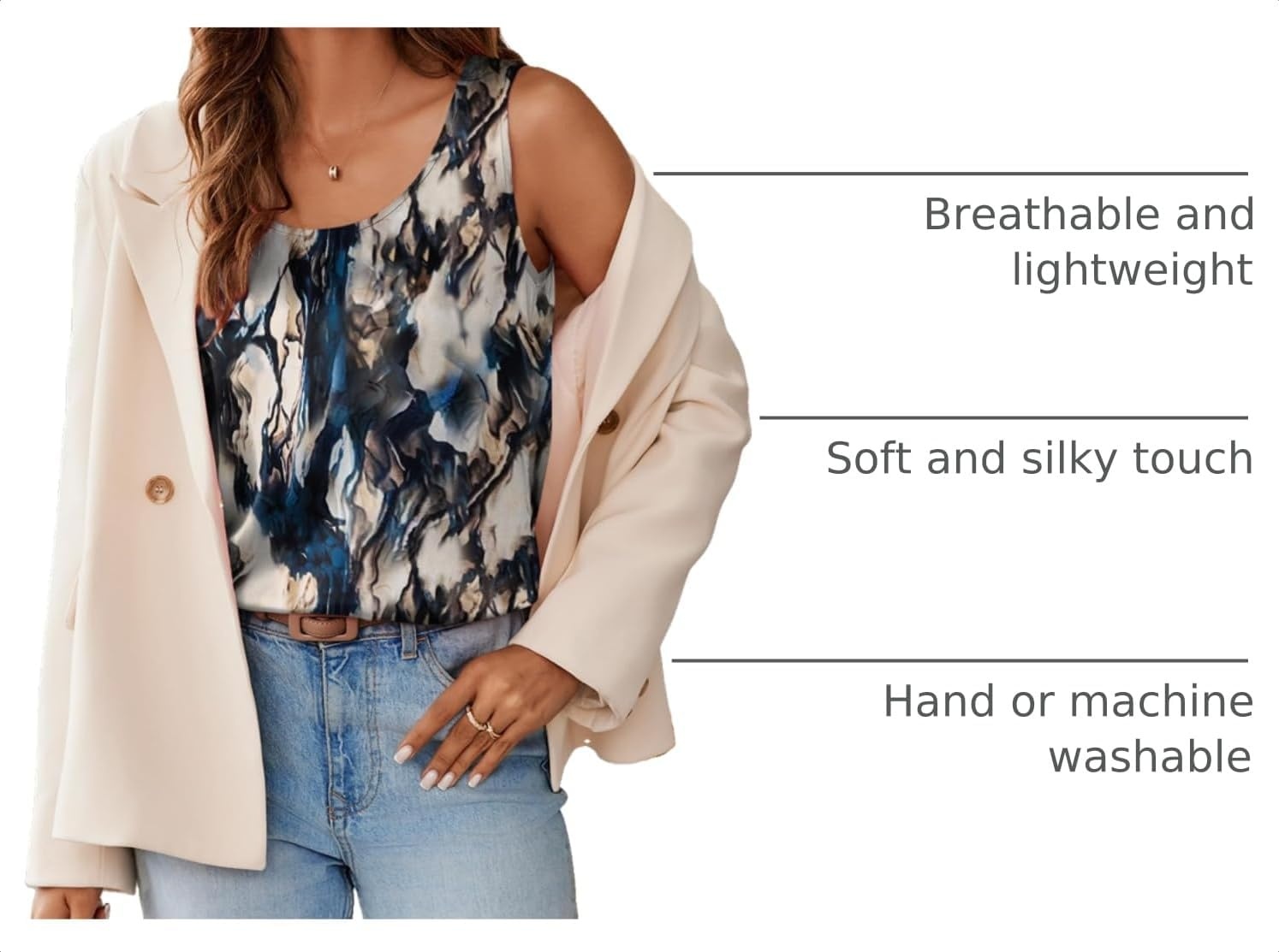 image:imageZeagoo Silk Satin Tank Tops for Women Scoop Neck Sleeveless Camisole TopsZr220