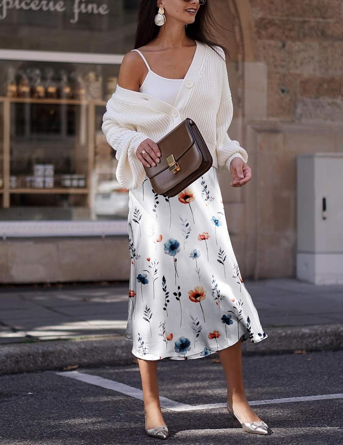 image:imageZeagoo Skirts for Women High Waist Skirt Elegant Midi Skirt SatinDh590