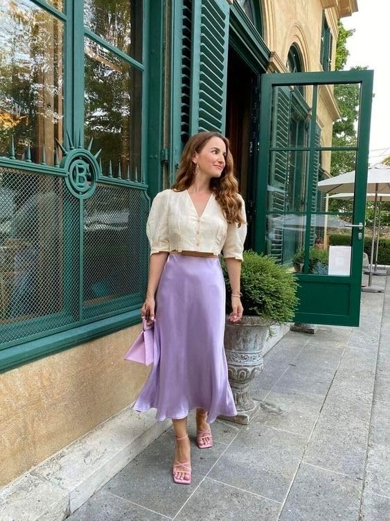 image:imageZeagoo Skirts for Women High Waist Skirt Elegant Midi Skirt SatinLilac