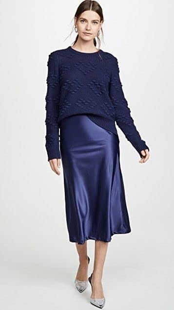 image:imageZeagoo Skirts for Women High Waist Skirt Elegant Midi Skirt SatinNavy Blue