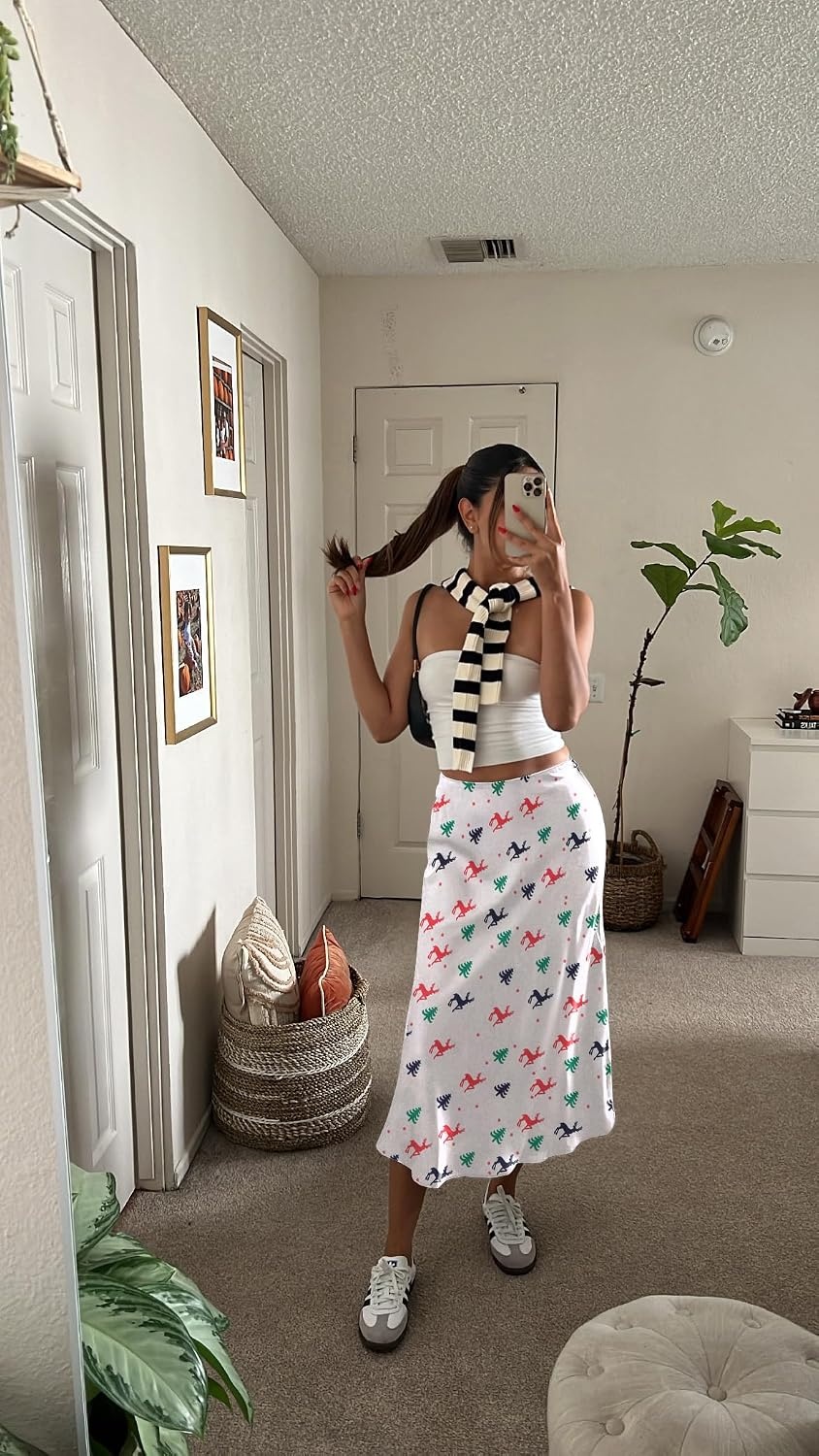 image:imageZeagoo Skirts for Women High Waist Skirt Elegant Midi Skirt SatinPat8