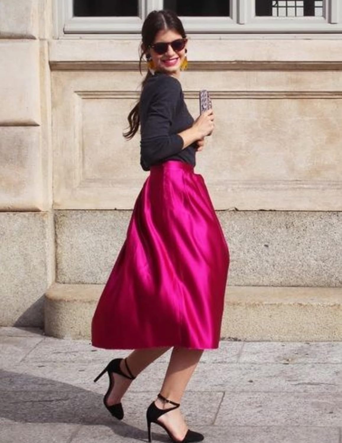 image:imageZeagoo Skirts for Women High Waist Skirt Elegant Midi Skirt SatinRose