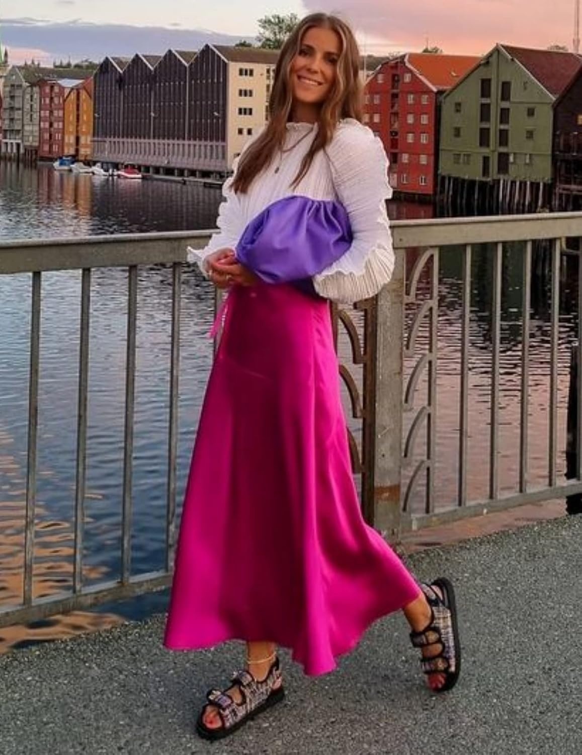 image:imageZeagoo Skirts for Women High Waist Skirt Elegant Midi Skirt SatinRose