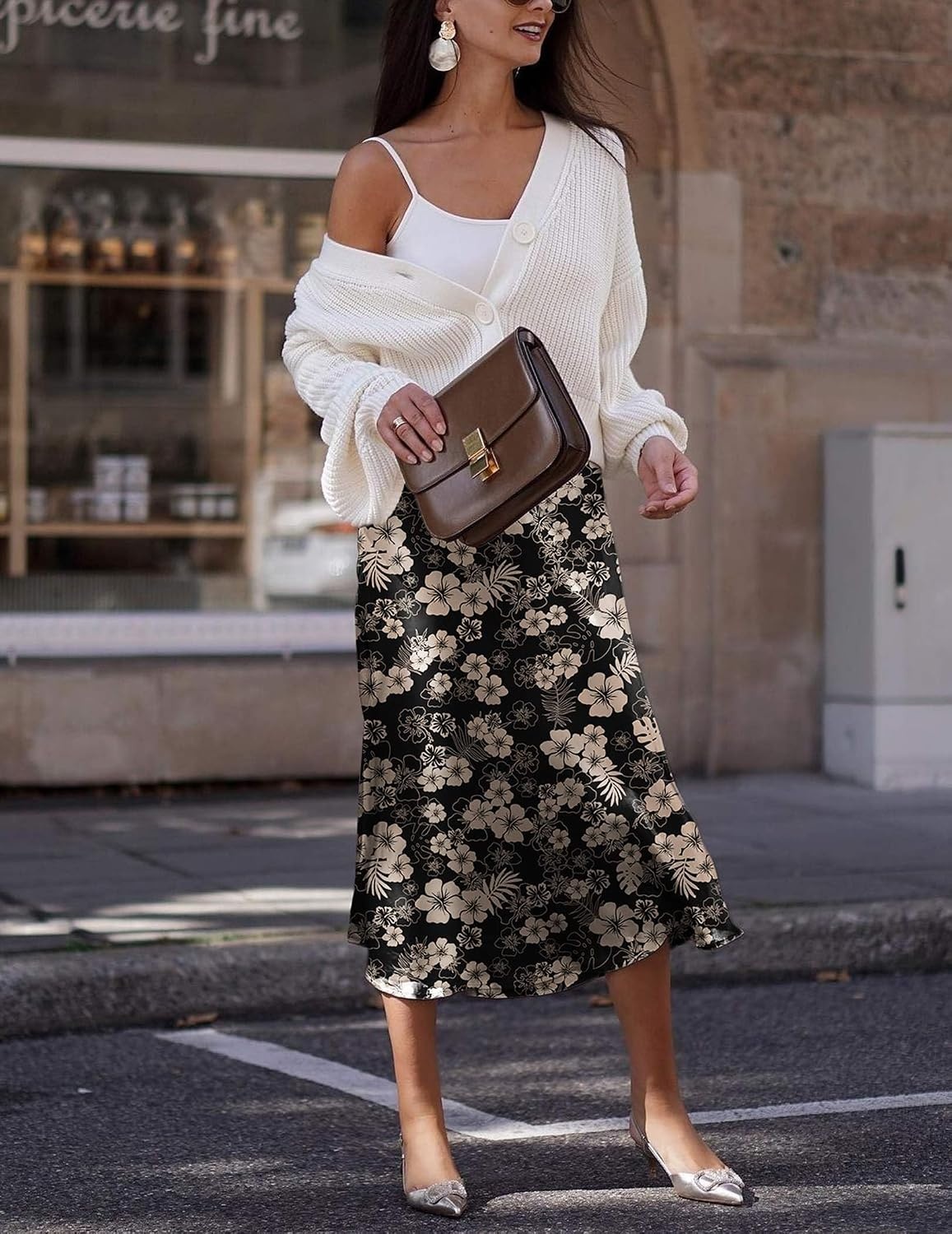 image:imageZeagoo Skirts for Women High Waist Skirt Elegant Midi Skirt SatinSf209
