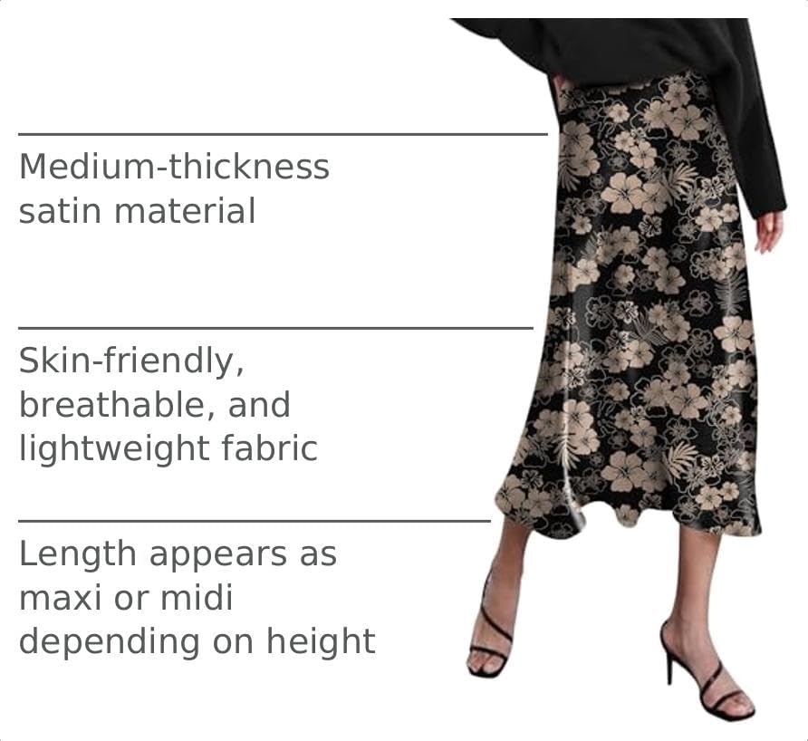 image:imageZeagoo Skirts for Women High Waist Skirt Elegant Midi Skirt SatinSf209