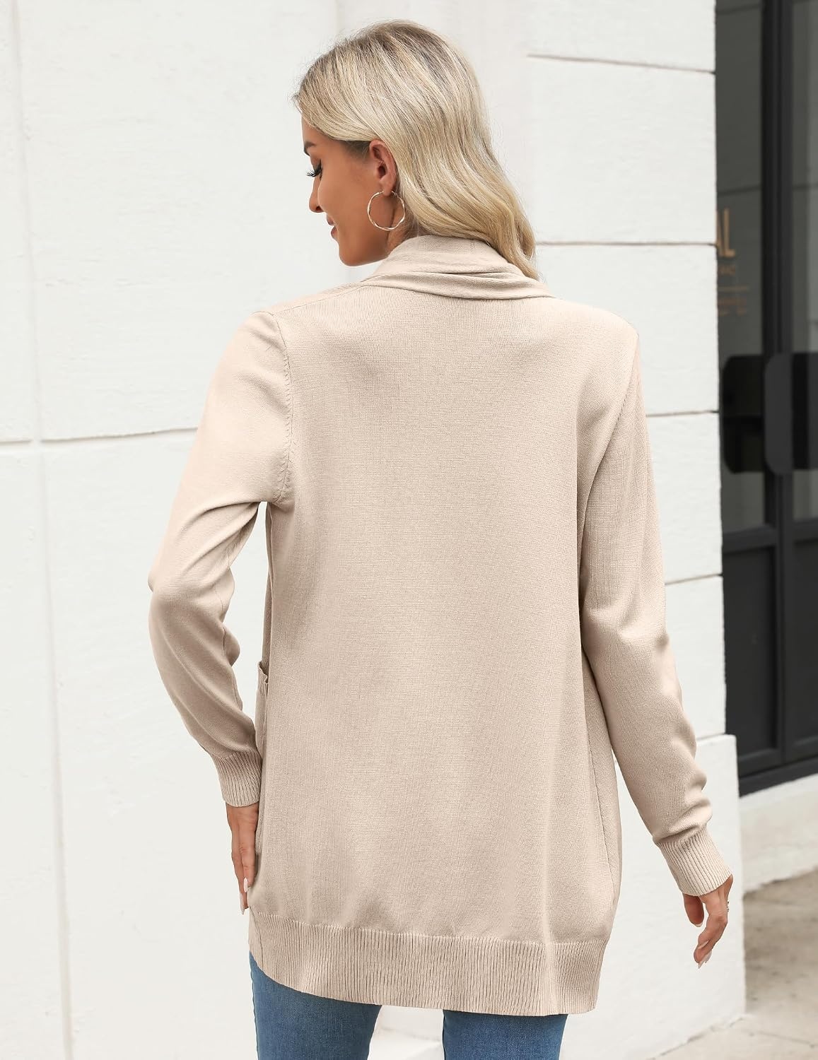 image:imageZeagoo Women Long Cardigan Sweaters Lightweight Open Front Duster Knit Fashion Sweater Coats Trendy Cardigans with PocketBeige