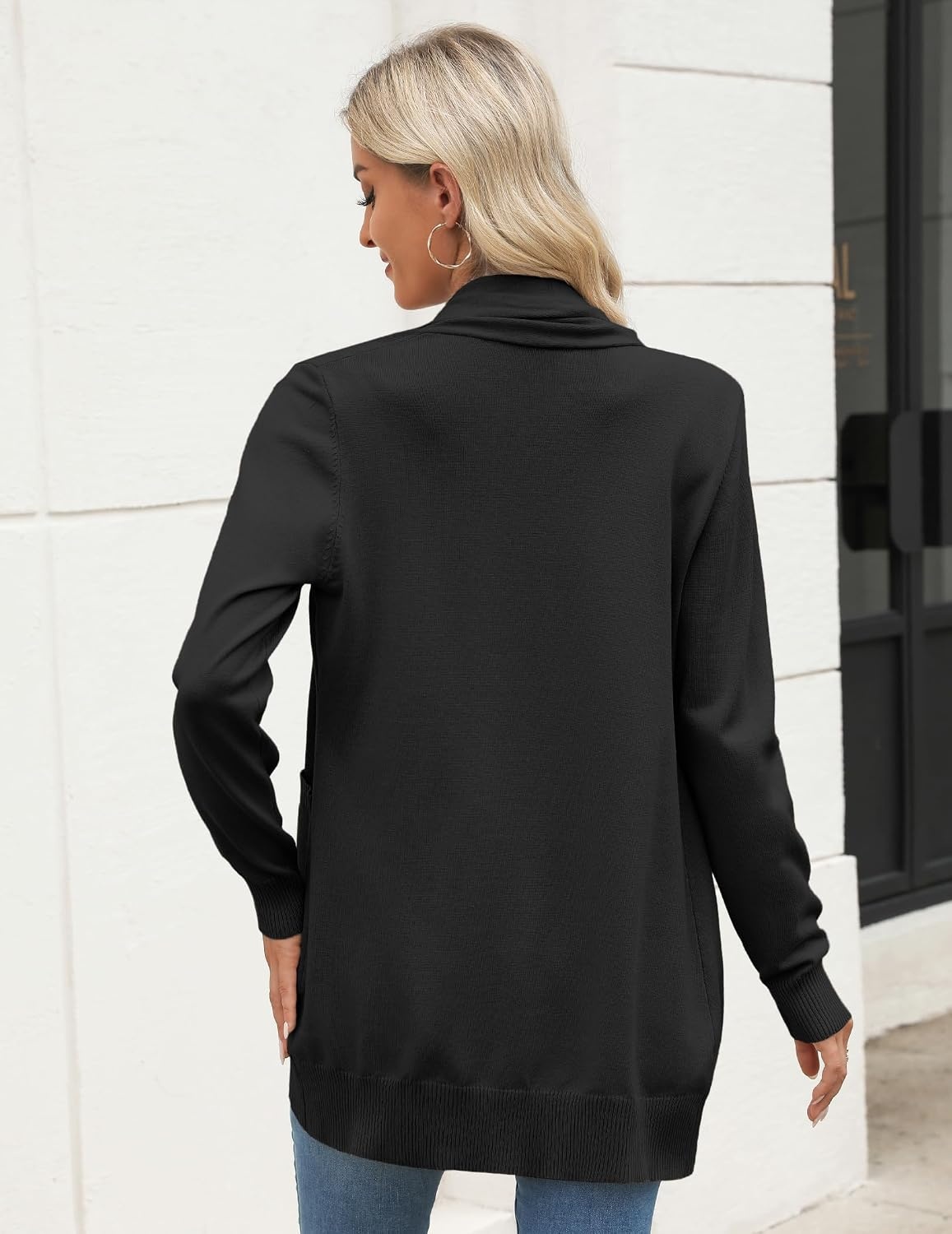 image:imageZeagoo Women Long Cardigan Sweaters Lightweight Open Front Duster Knit Fashion Sweater Coats Trendy Cardigans with PocketBlack