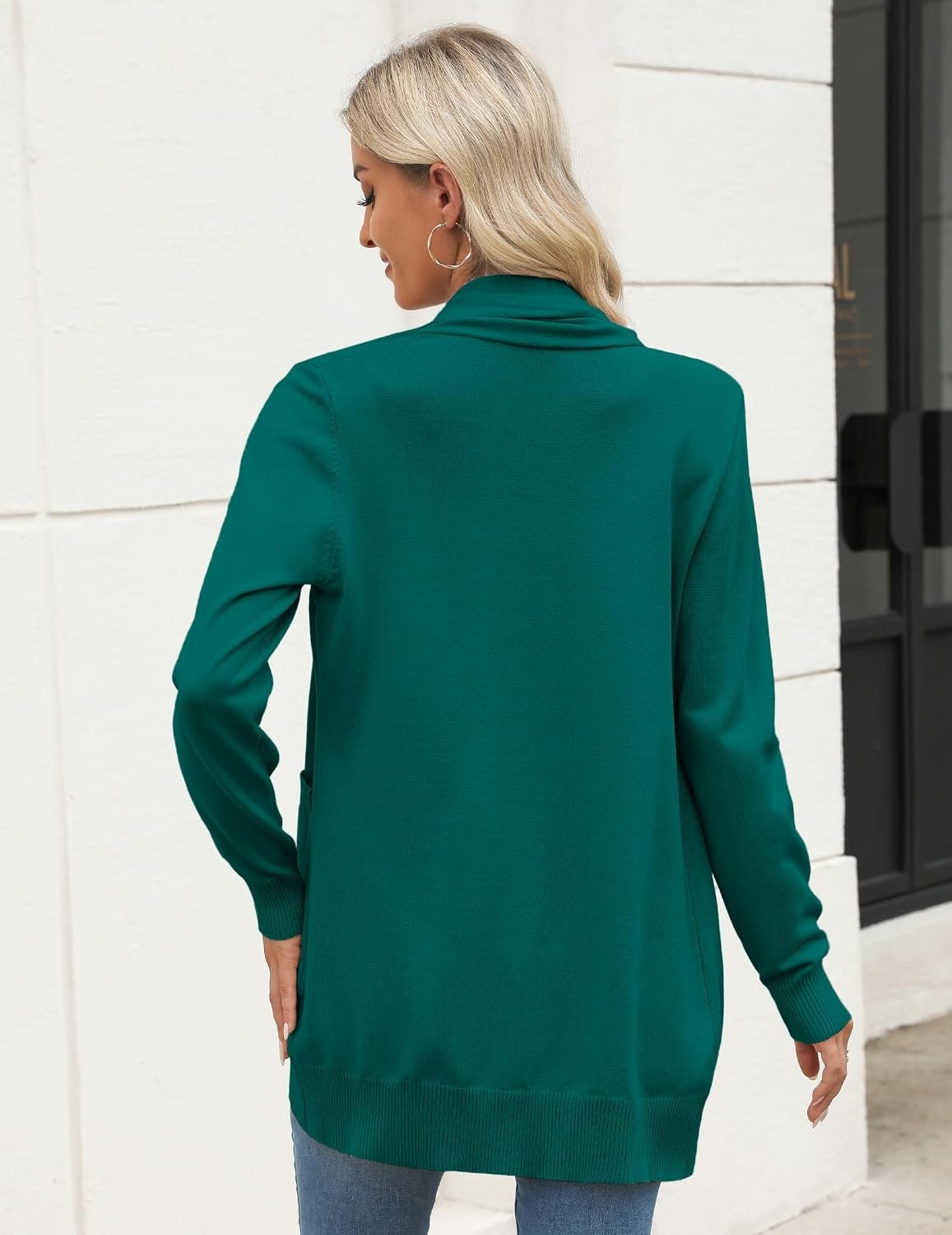 image:imageZeagoo Women Long Cardigan Sweaters Lightweight Open Front Duster Knit Fashion Sweater Coats Trendy Cardigans with PocketGreen