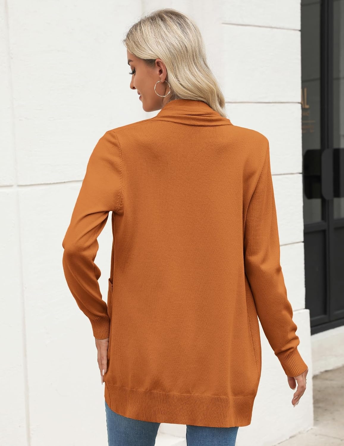 image:imageZeagoo Women Long Cardigan Sweaters Lightweight Open Front Duster Knit Fashion Sweater Coats Trendy Cardigans with PocketOrange