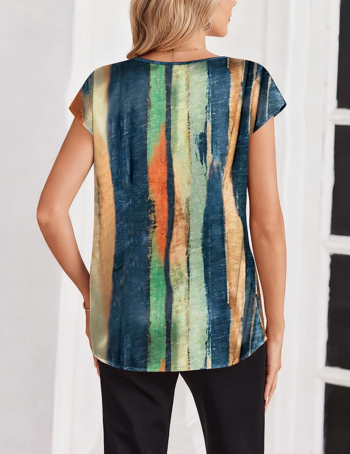 image:imageZeagoo Women Satin V Neck Blouse Cap Short Sleeve Business Casual Top S2XLCx289